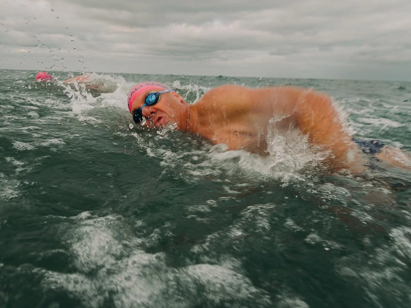 Every group has their spiritual leader, and  ours is Anthony. He&rsquo;s there week in week out. Prompting the group on the eve of each swim with reminders and promise of amazing conditions regardless of the weather report. Swimming in his budgie smu
