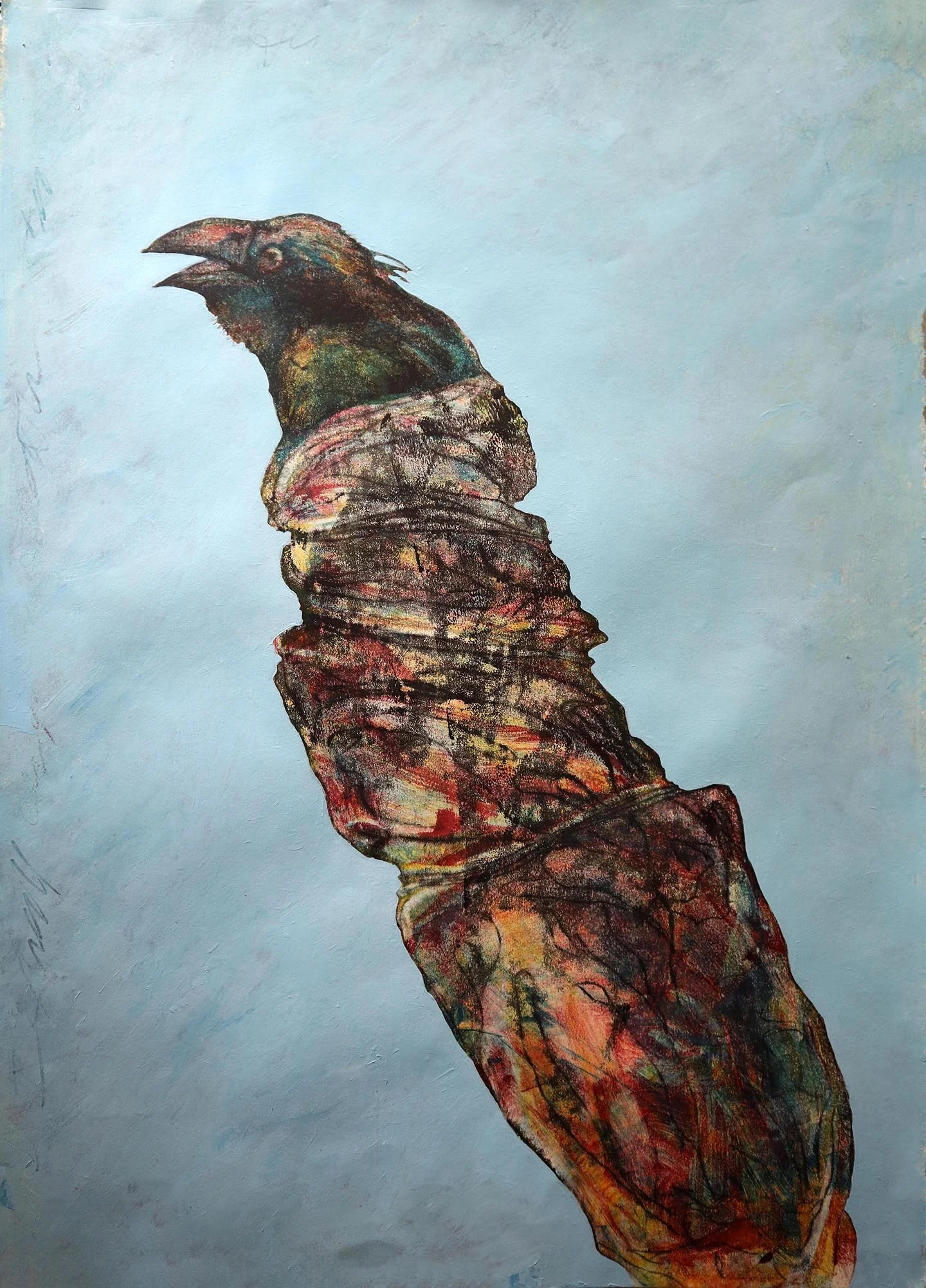  The  monotype printing process involves the transfer of ink from a smooth non non-absorbent surface made of, say, metal, glass or polycarbonate, to paper, canvas or some other artist-selected surface to produce a one-of-a-kind image. 