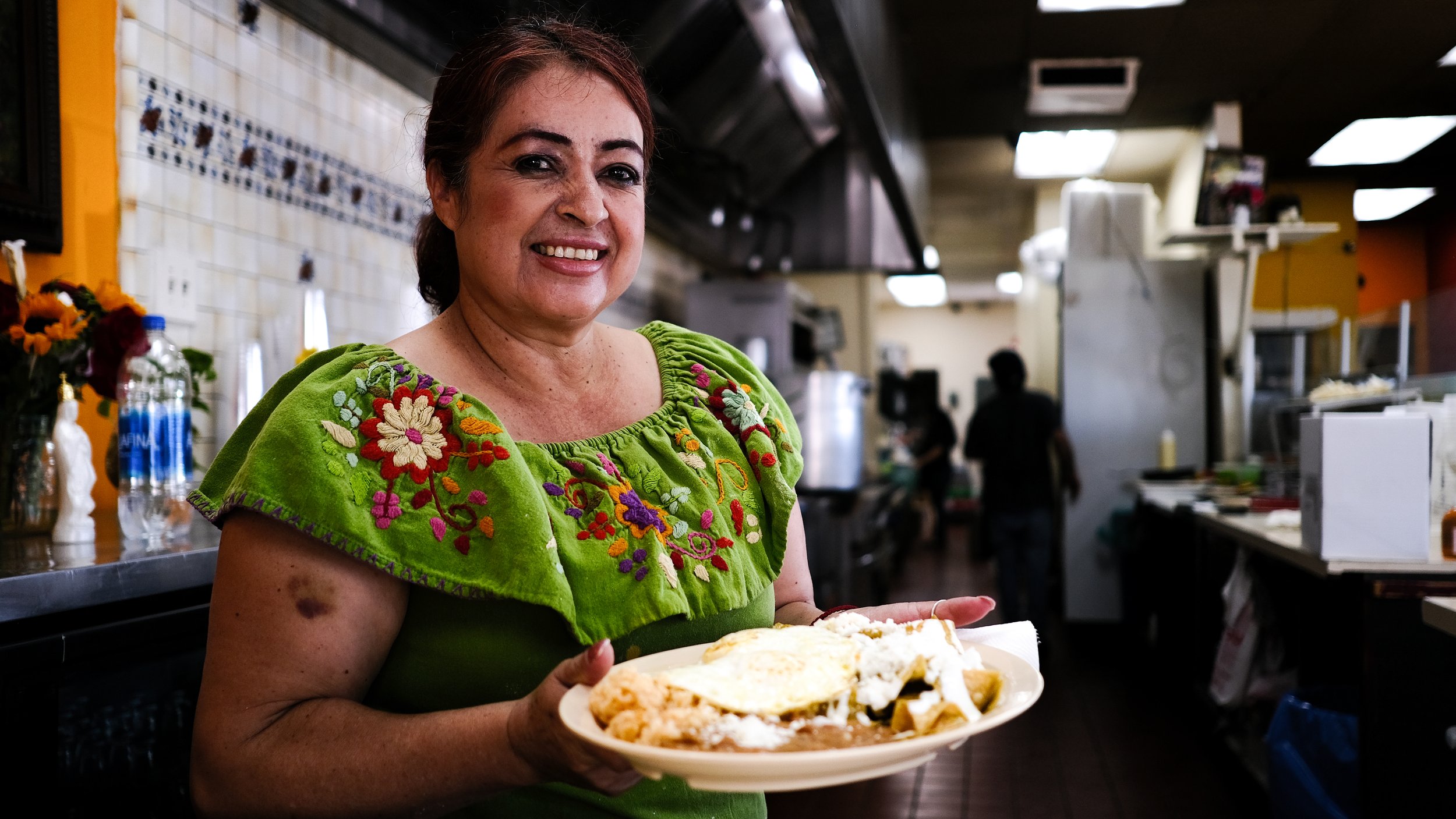 Ilda Trujillo, cook and server at El Pollo Ranchero restaurant in Santa Ana for 23 years said the most difficult aspect of working at the restaurant during a pandemic was adjusting to a new system of health & safety protocols. Business was slow and m