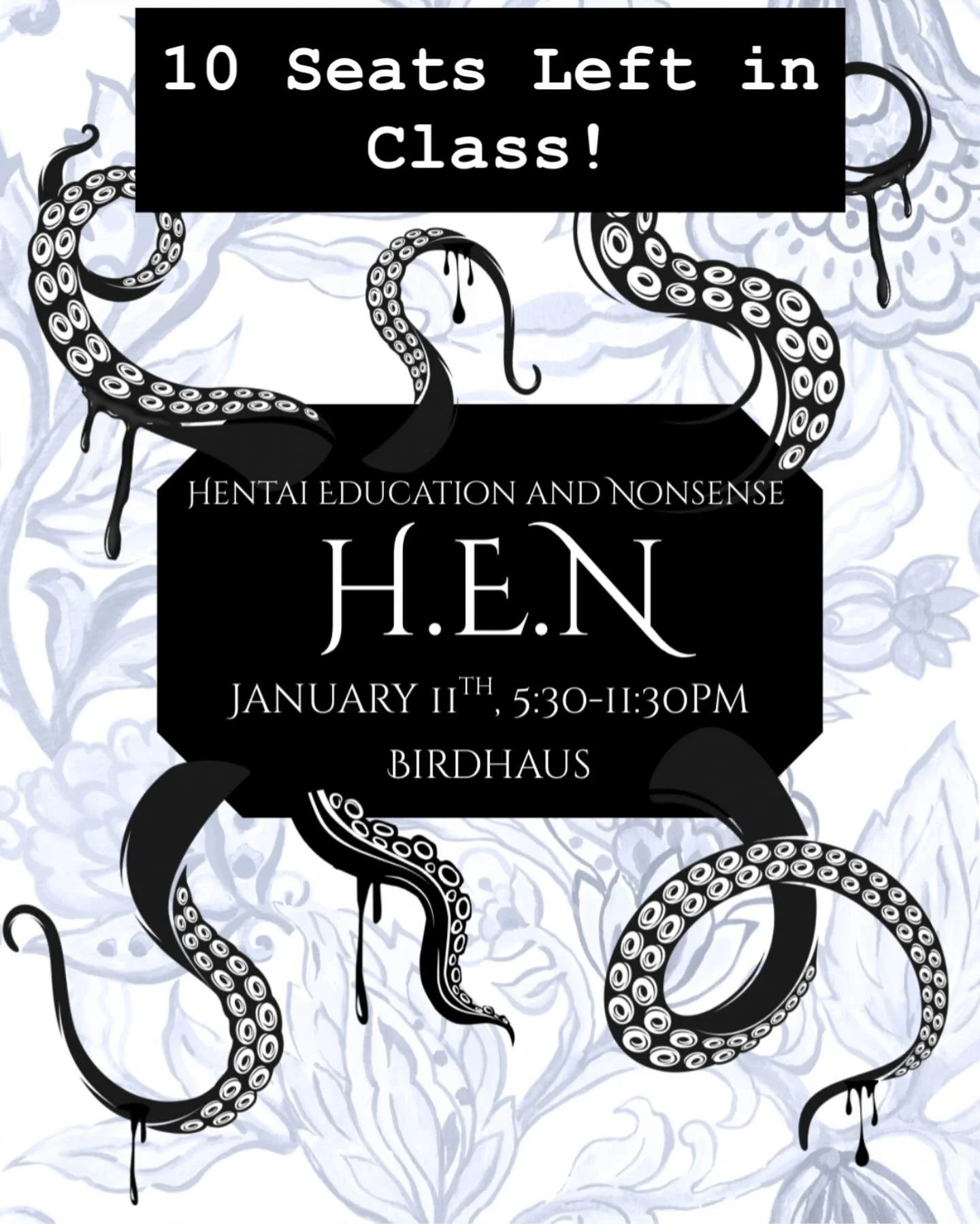 10 tickets left for the Winter semesters Hentai Education and Nonsense class! Use the link in our bio to get yours (only $20). 

We have 3 great new presentations to share with our amazing students, a prize for top quiz mark and more. 

Class starts 