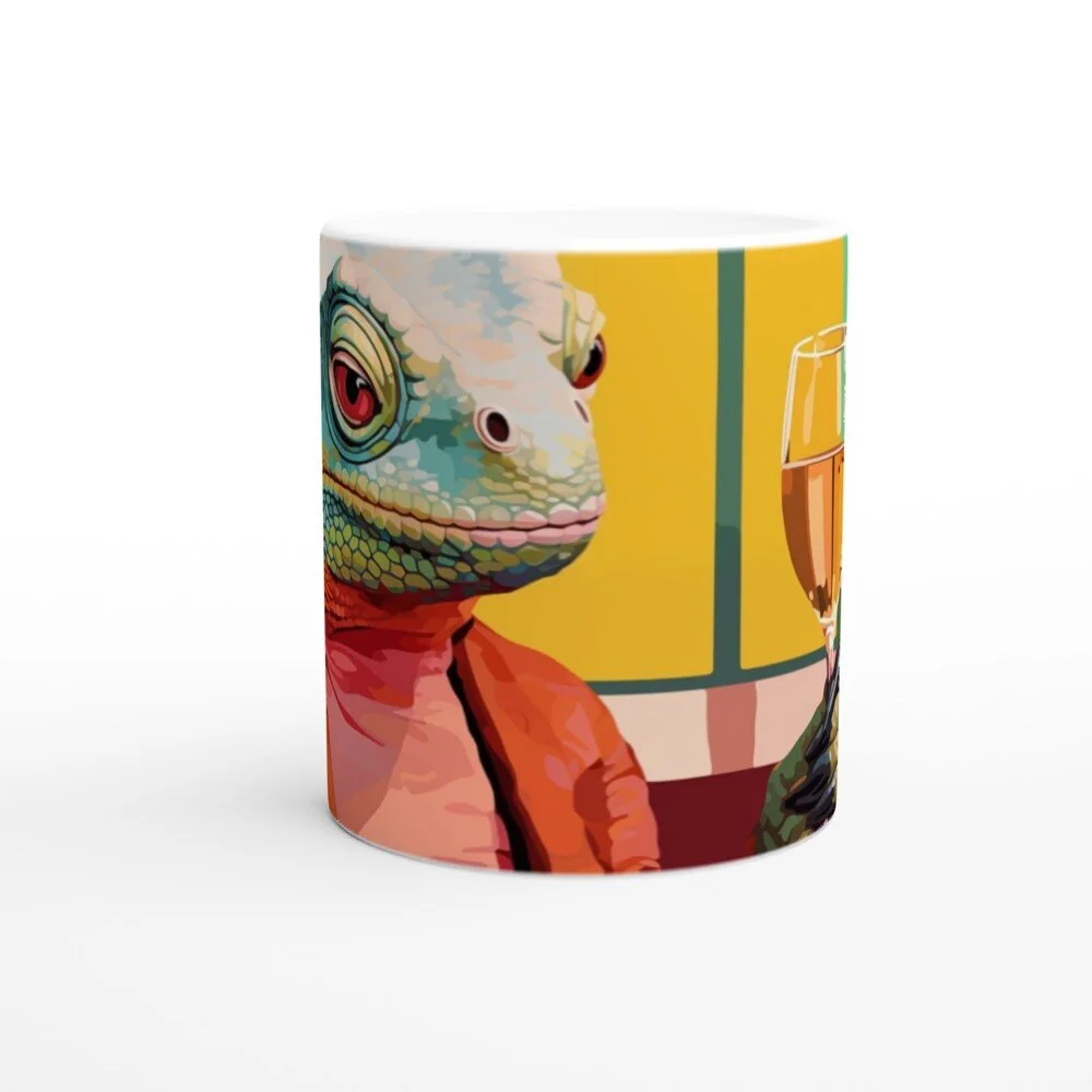 Descended from Grapes - Rosé-Drinking Chameleon  -  11oz Ceramic Mug