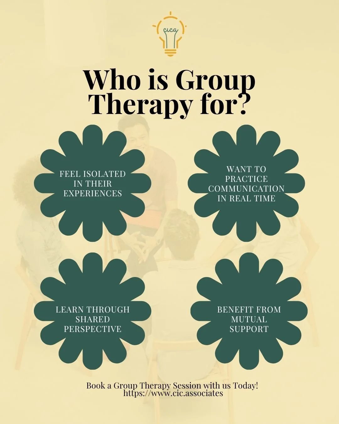 Group therapy brings people together in a guided, supportive space where experiences can be shared openly and patterns explored in real time.

For many, the most powerful part is realizing they&rsquo;re not alone.

Interested in learning more? Visit 