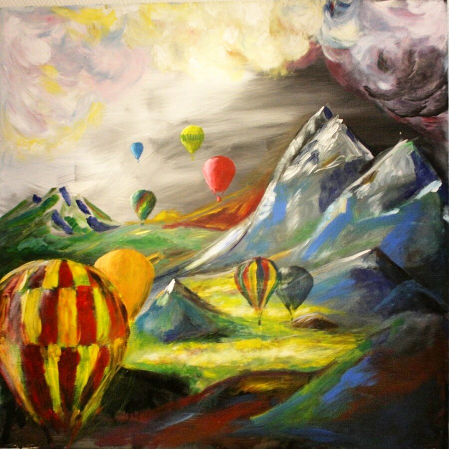 Mountains - 2013, acrylic on board, 100x100cm
