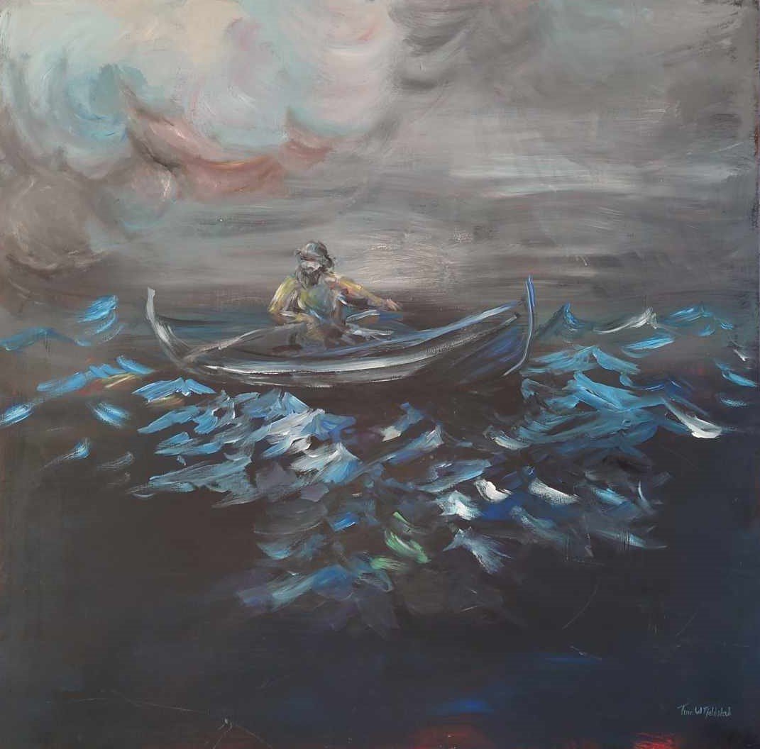En underlig gråsprengt en - 2013, acrylic on board, 100x100cm