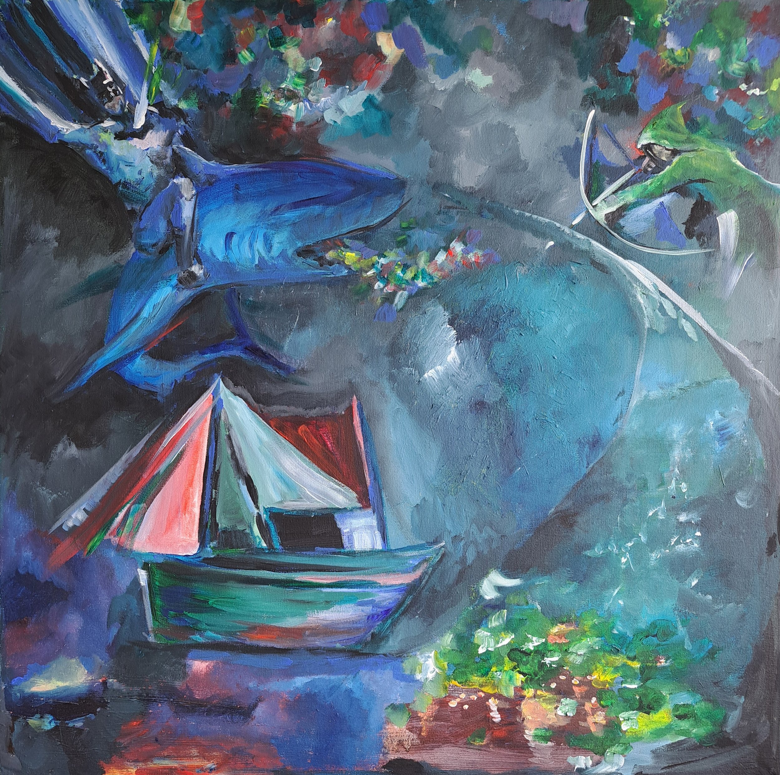 Batman and Robin - 2013-2024, acrylic on canvas, 76x76cm