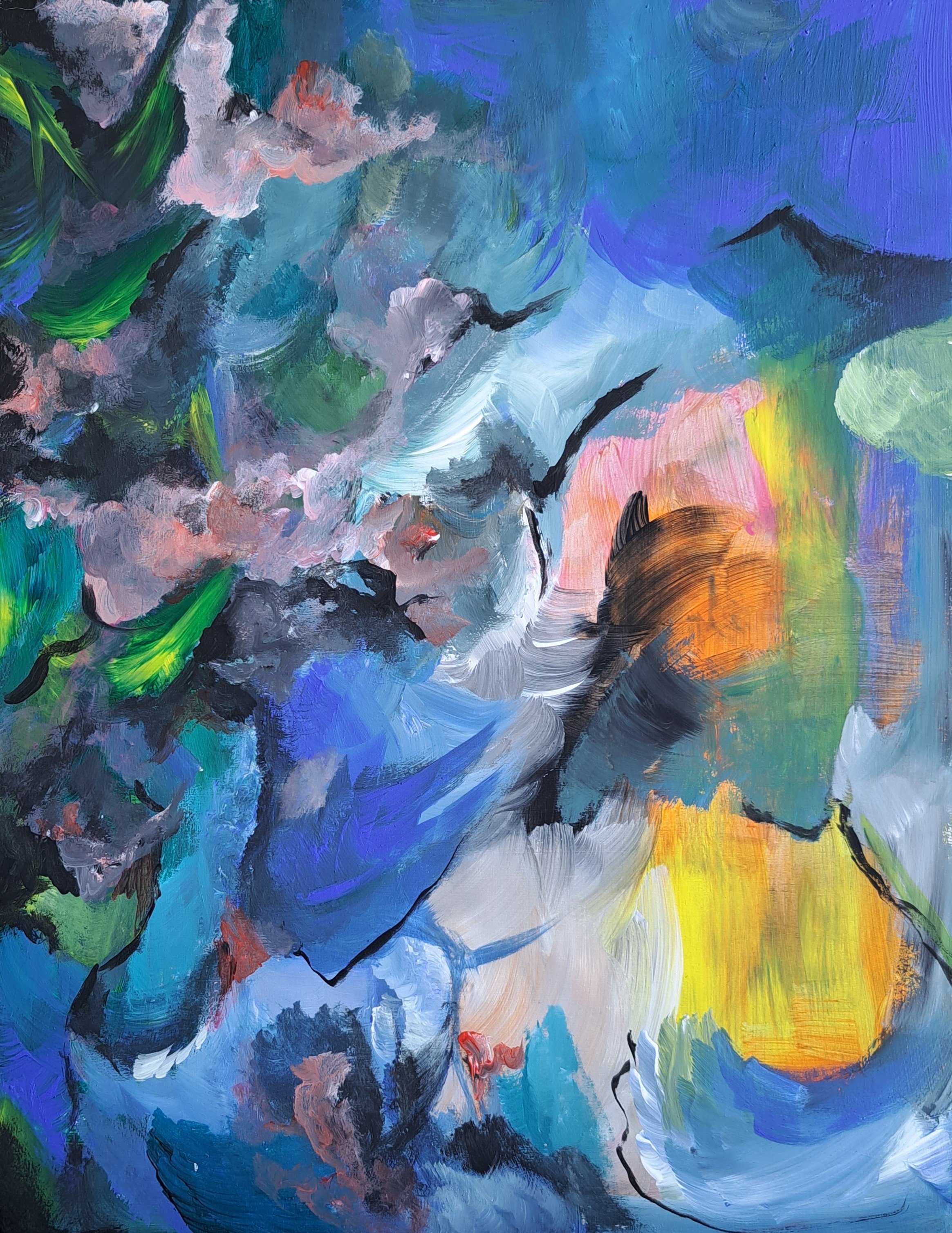 Waves - 2023, acrylic on panel, 27x35cm