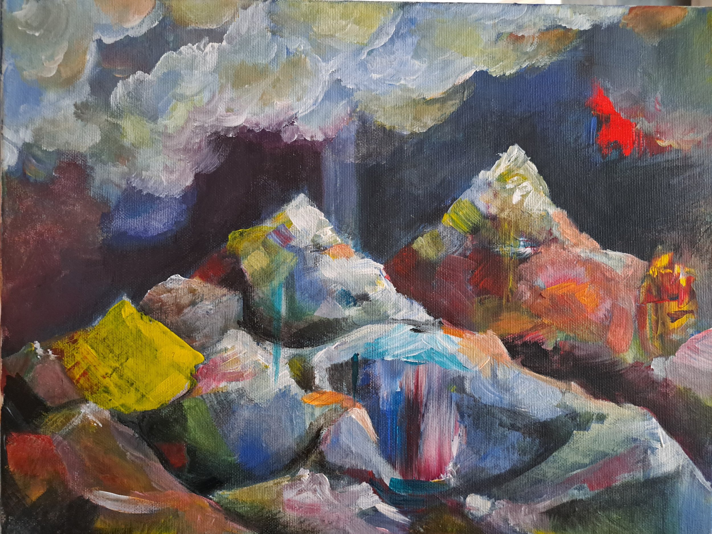 Gold peak - 2024, acrylic on canvas, 40x30cm