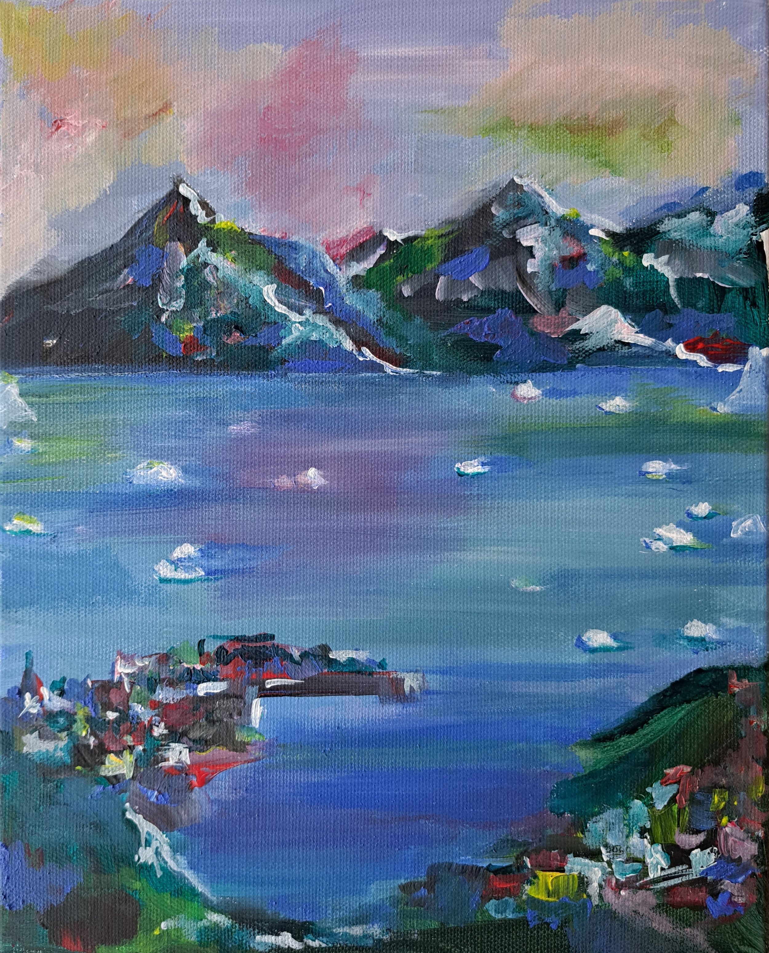 Arctic waters - 2024, acrylic on canvas, 24x30cm