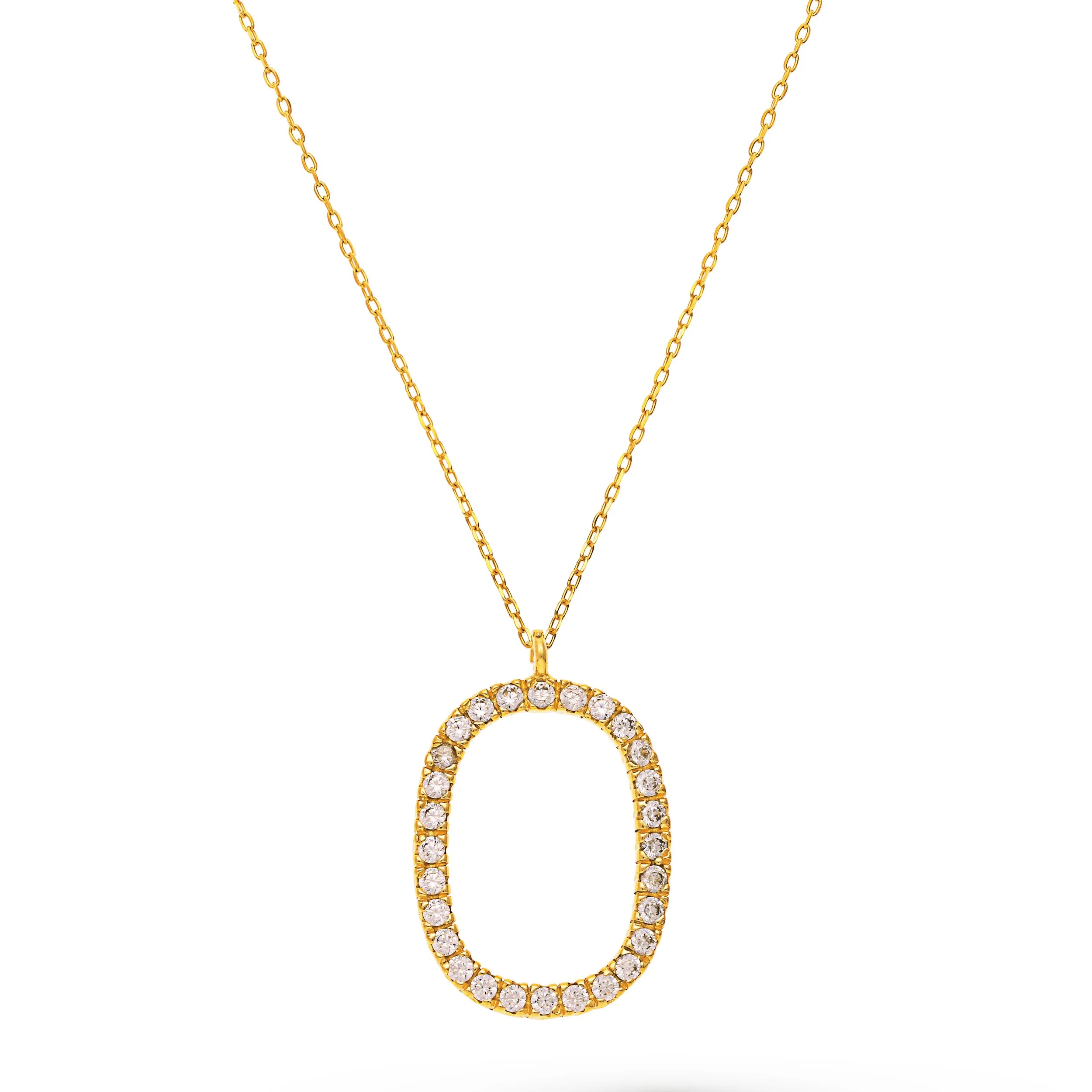 Collar Oval Circonitas Blancas Oro