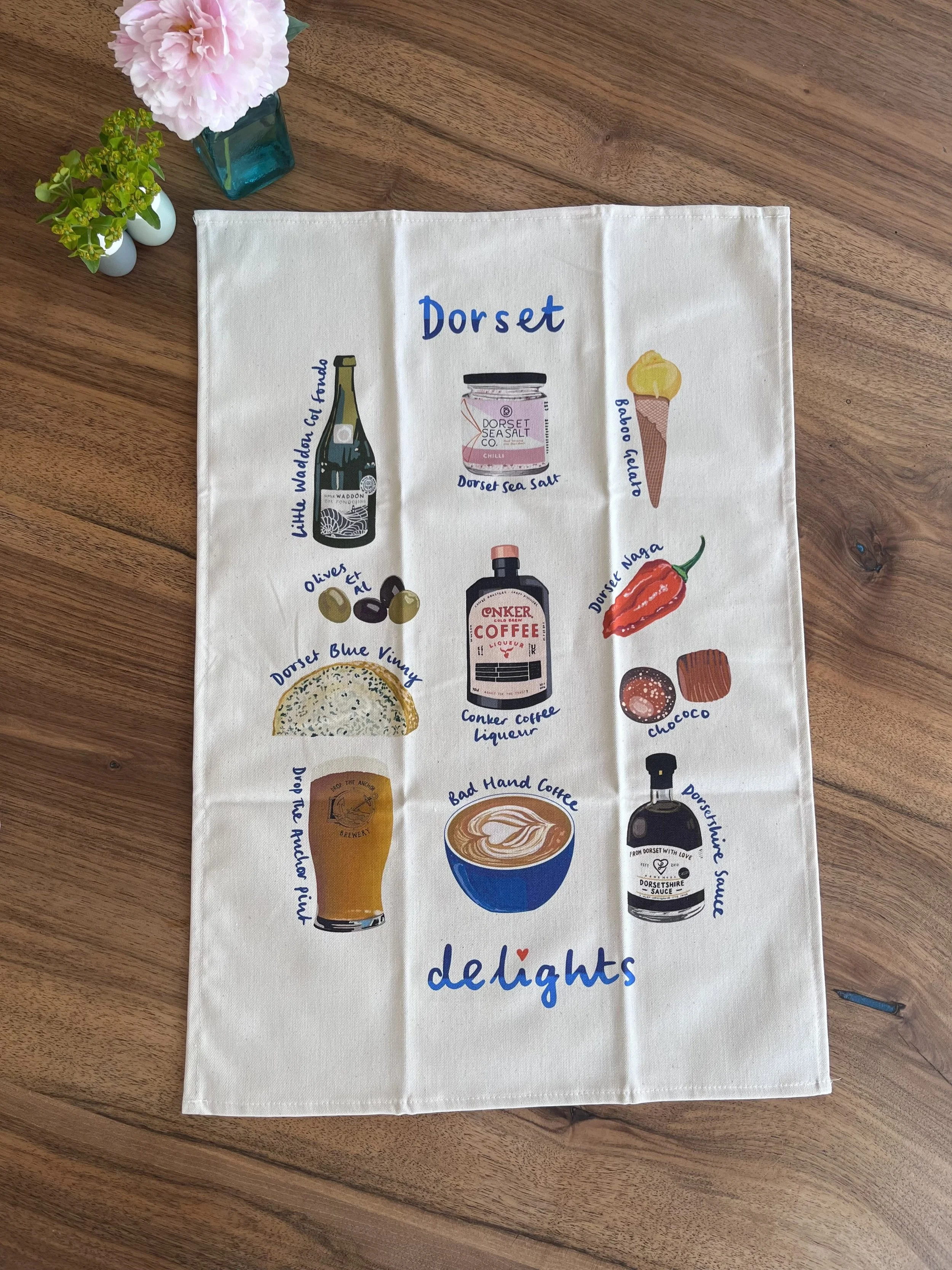 Dorset delights tea towel