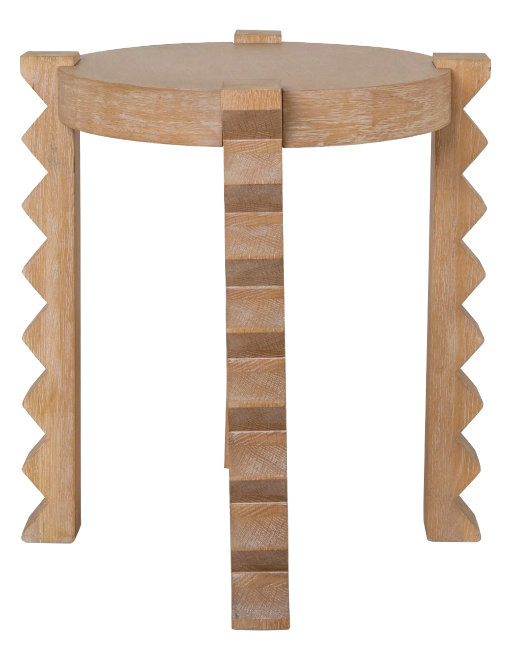 Wooden side table with feature zigzag legs.