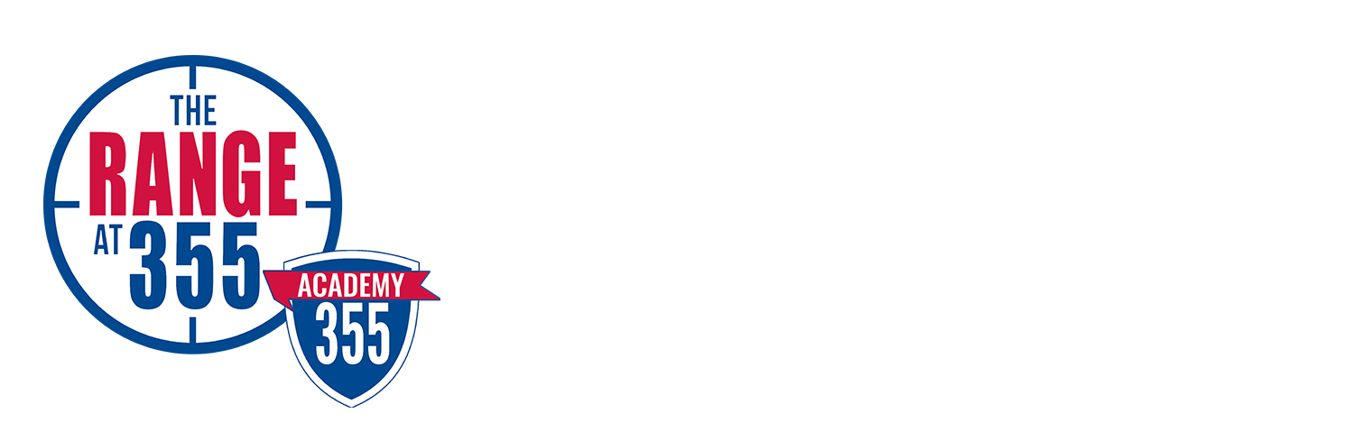 Logo of The Range at 355 Academy with a shield emblem, USCCA logo, and LifeLock by Norton logo