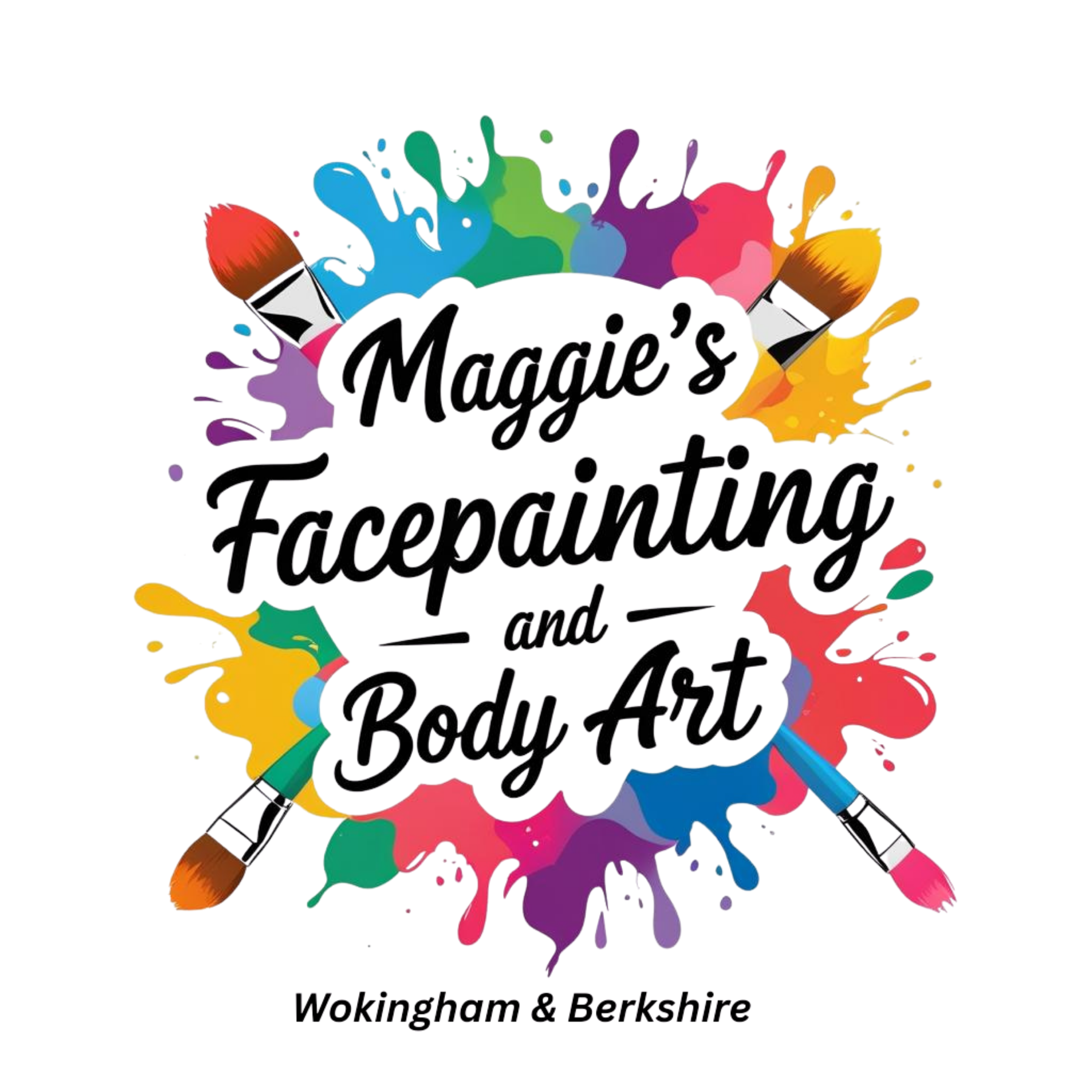 Maggies facepainting and body art logo in colourful splash