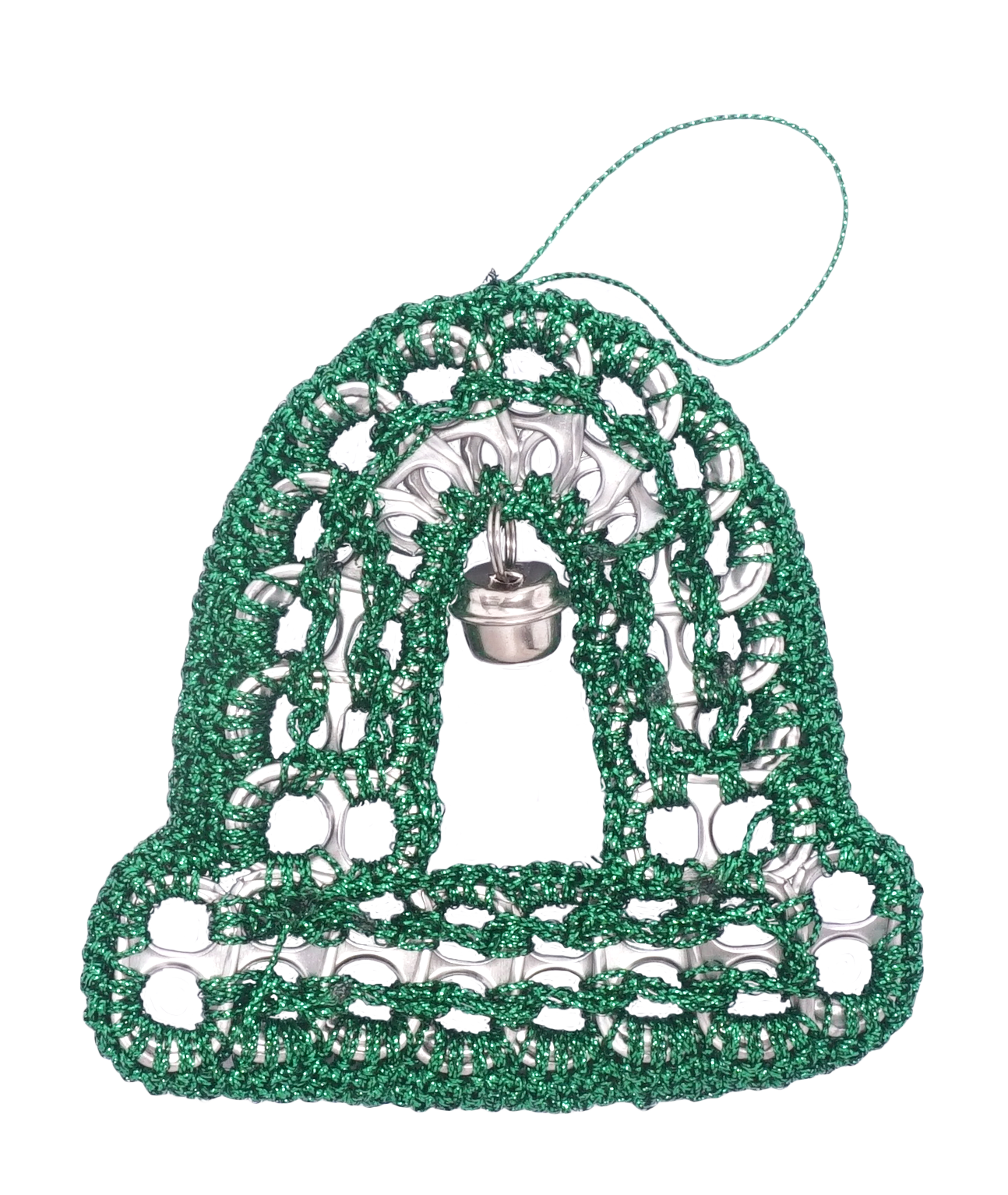 Small Christmas bell ornament made from ring pulls