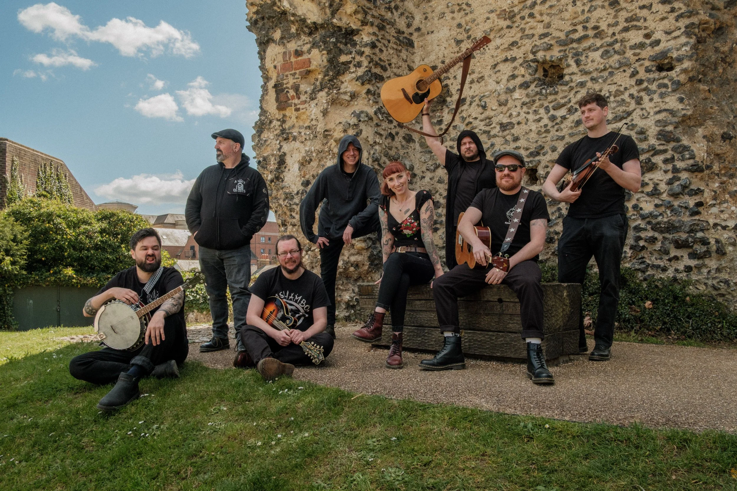 The Abbey Ghosts photo - band members in the abbey ruins