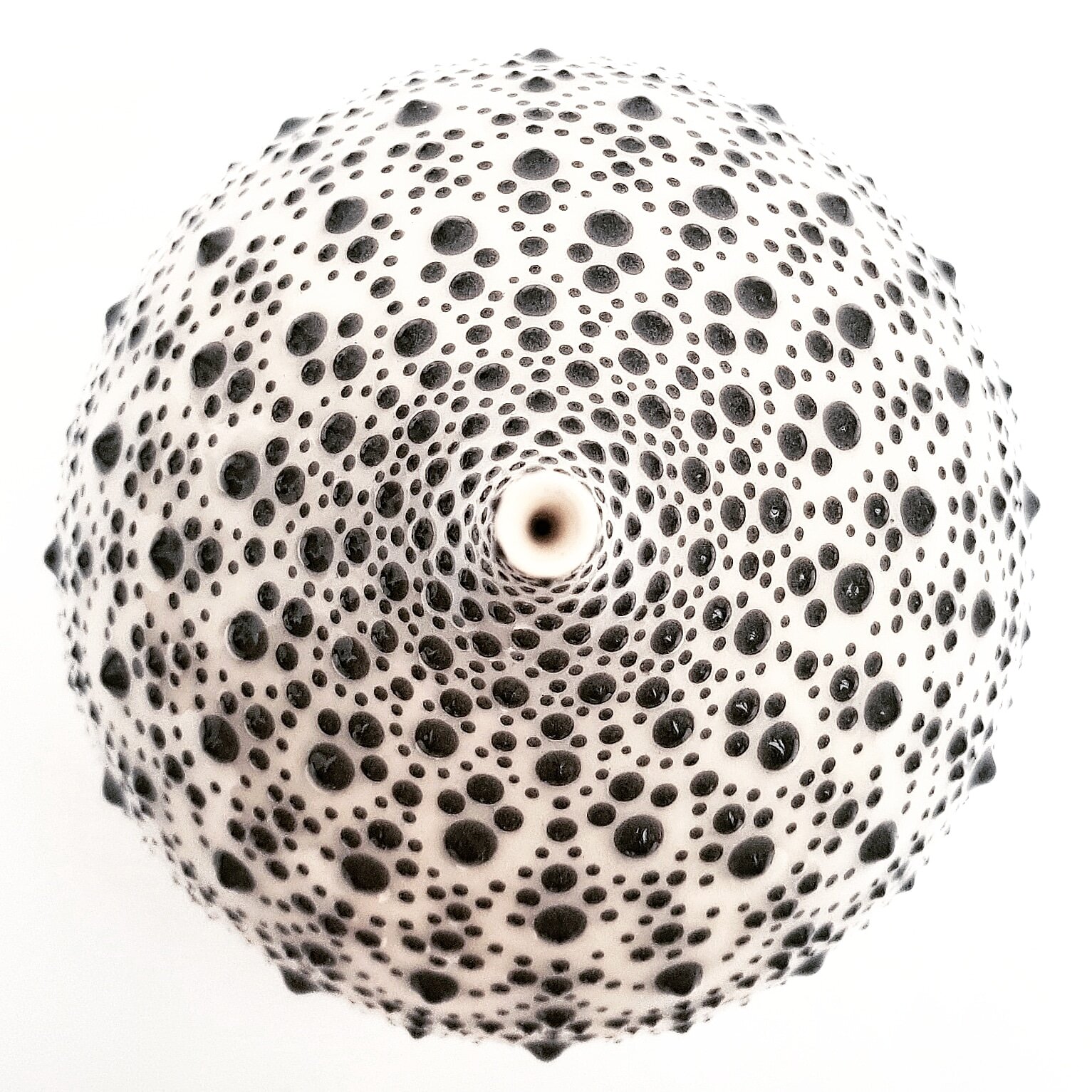 Hannah Billingham Black &amp; White Dotted Vase ceramic artist pattern mandala symmetry geometric