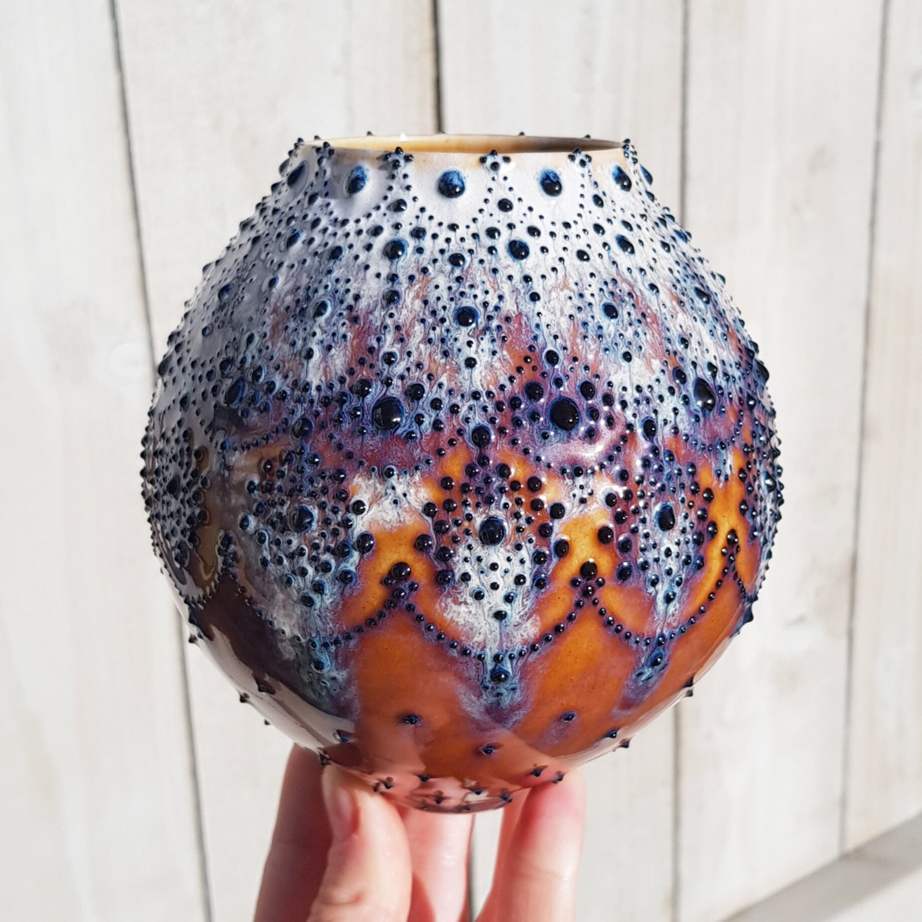 Hannah Billingham Ceramic Artist Dotted Pottery Slip Trailing Ware Stoneware Beverley Yorkshire Dots pattern symmetry texture craft 