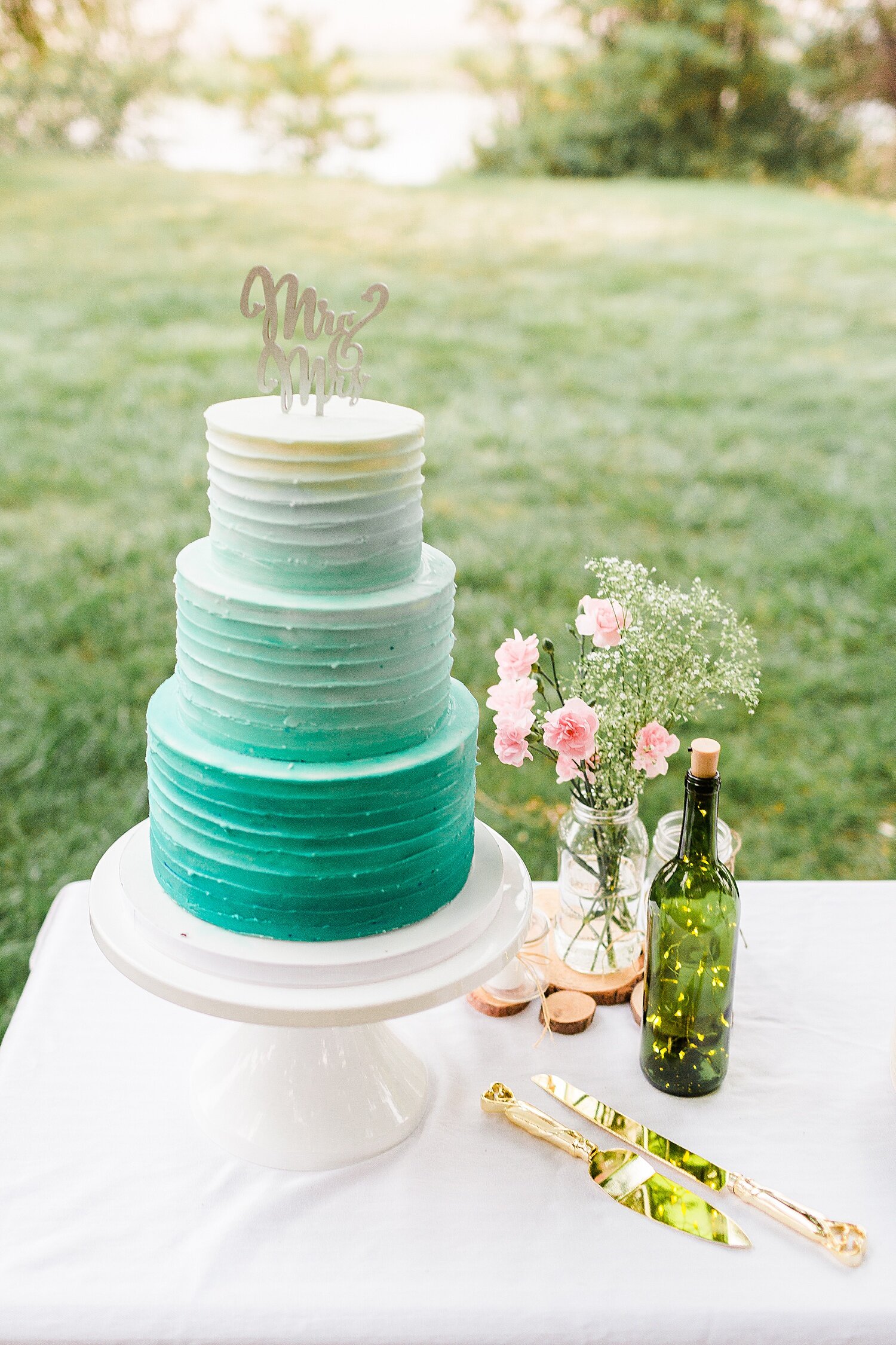 Blue tye dye wedding cake