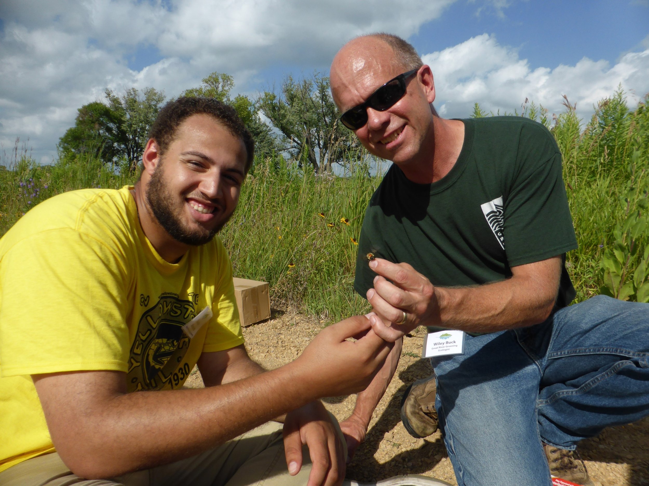 Daurius (left) and Wiley (right) participate in a bumble bee survey in 2014