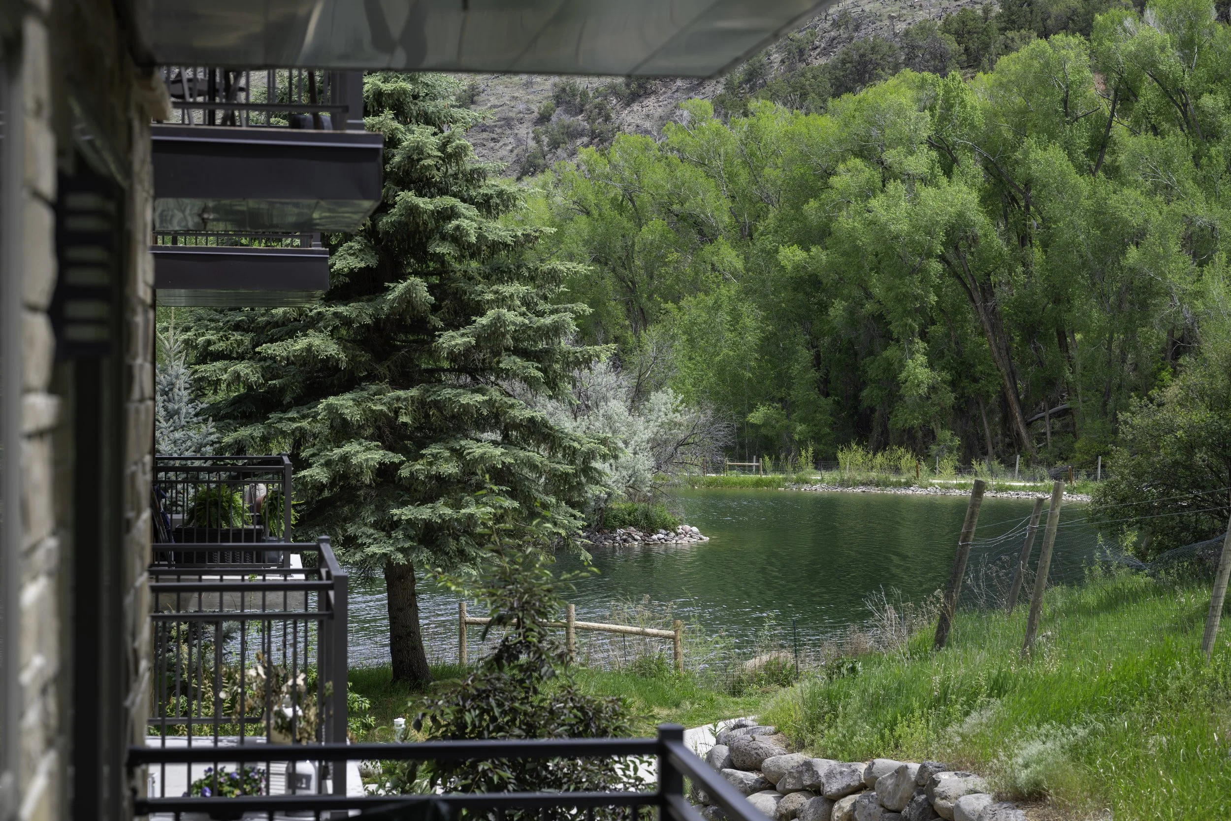 Outdoor Patio Looking at Kodiak Lake