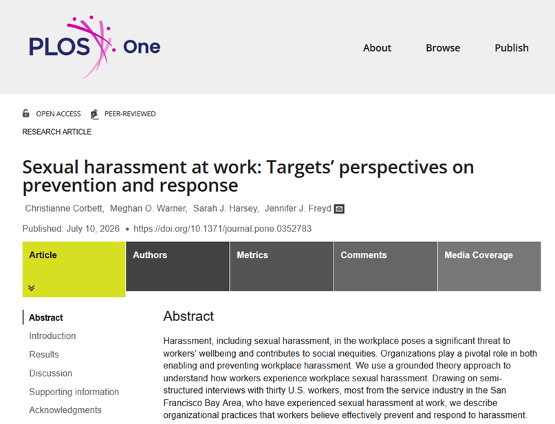 New Research: What actually helps when workers report harassment?