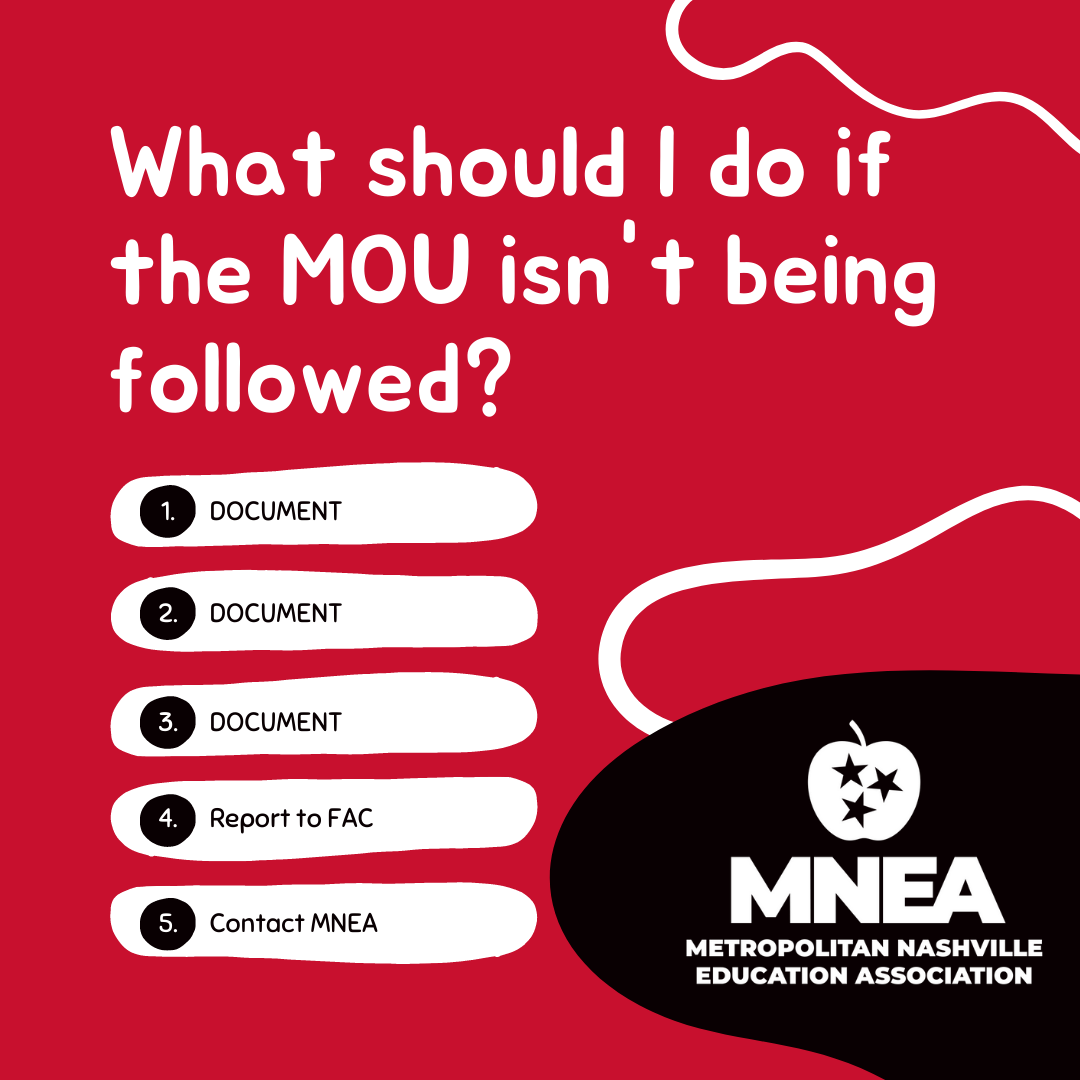 What should I do if the MOU isn't being followed?