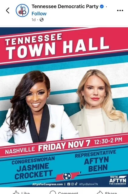 Tn Town Hall w/ Congresswoman Jasmine Crockett and Representative Aftyn Behn