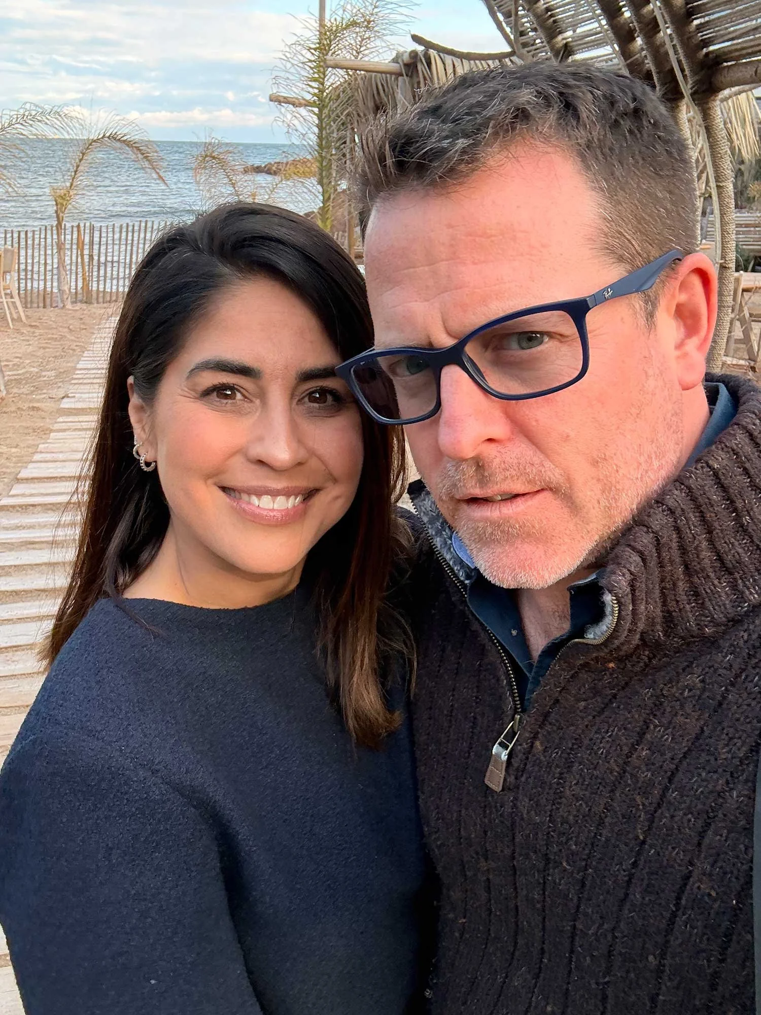 Daniëlla from By Daniëlla on the left with event photographer Carl Thomson during the Riviera Real Estate Soirée at Baia Plage, Port de la Rague during MIPIM week near Cannes.