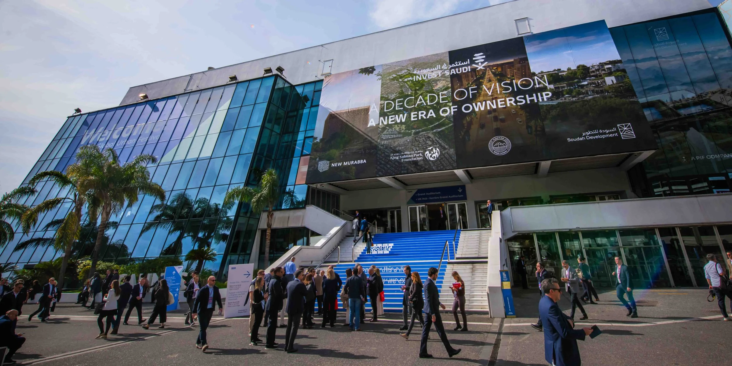 Delegates arriving at the Palais des Festivals in Cannes during MIPIM, the international real estate conference.