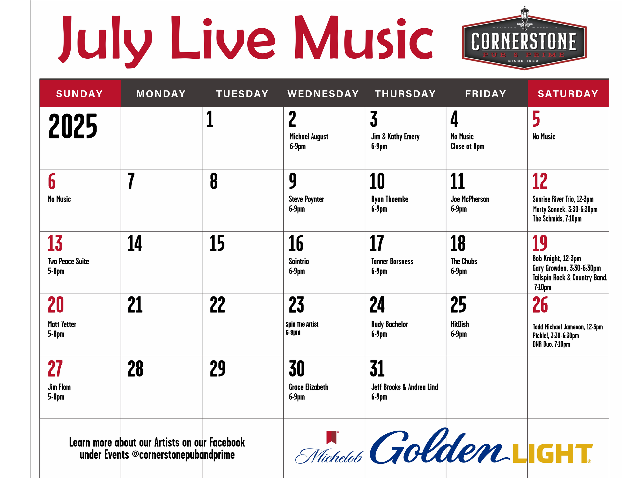 JULY LIVE MUSIC