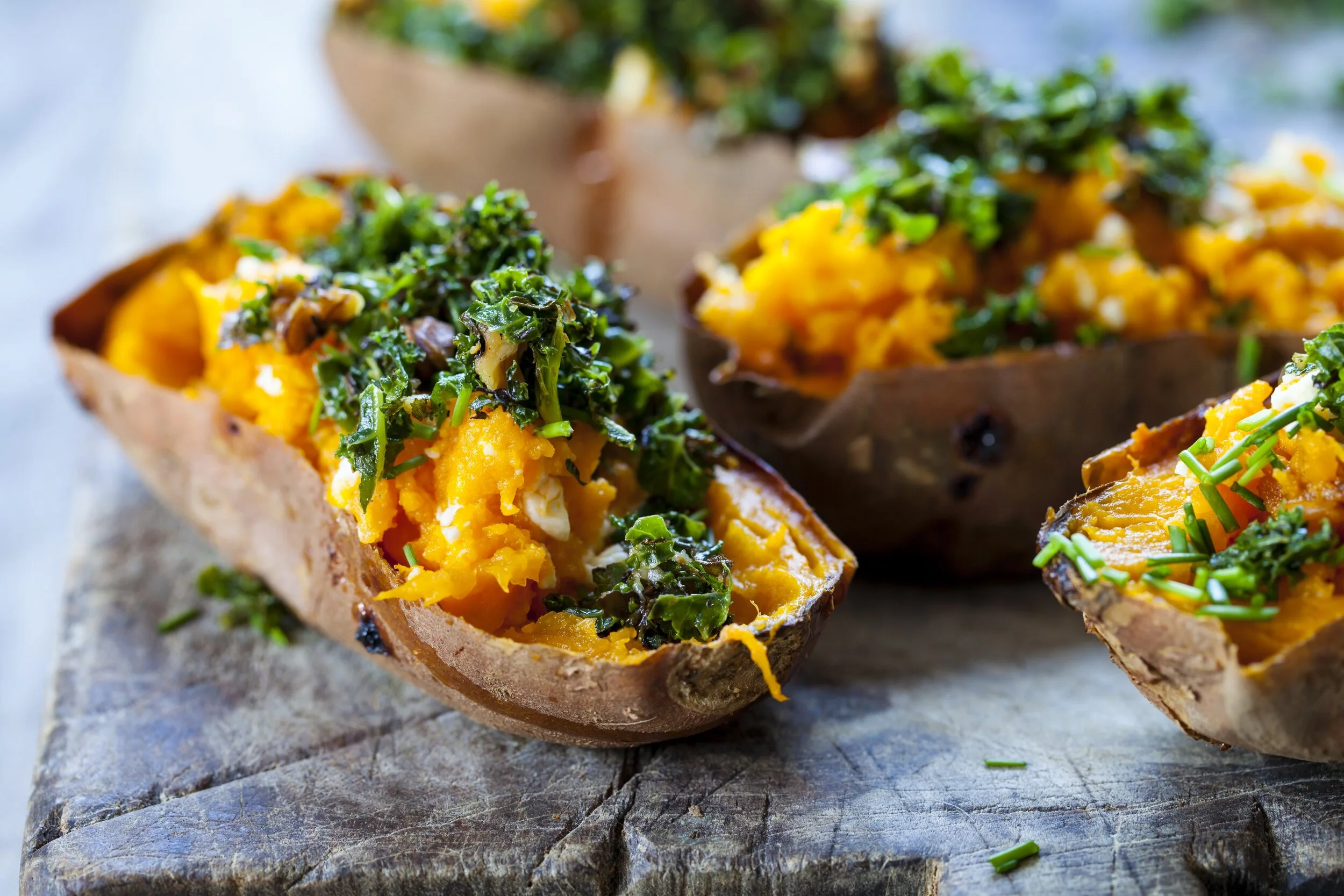 Sweet Potatoes with Beans and Greens