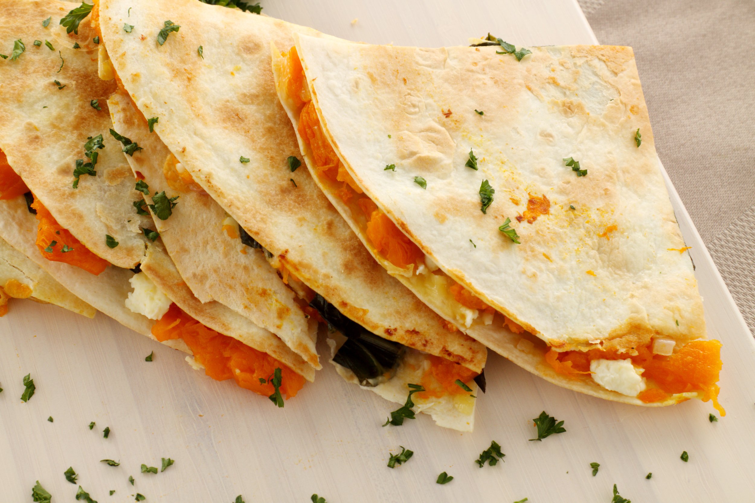 Sweet Potato Puree Veggie and Bean Quesadillas