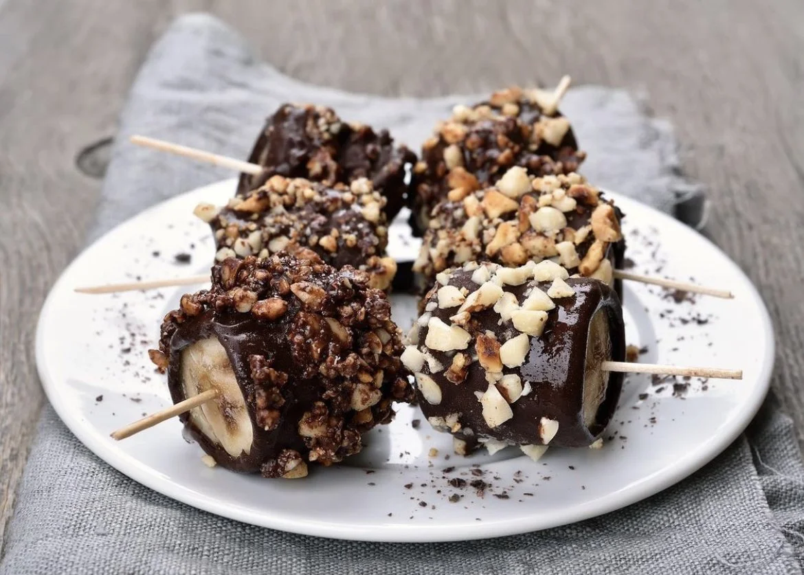 Nut + Chocolate Covered Bananas with Drizzled Peanut Butter Recipe