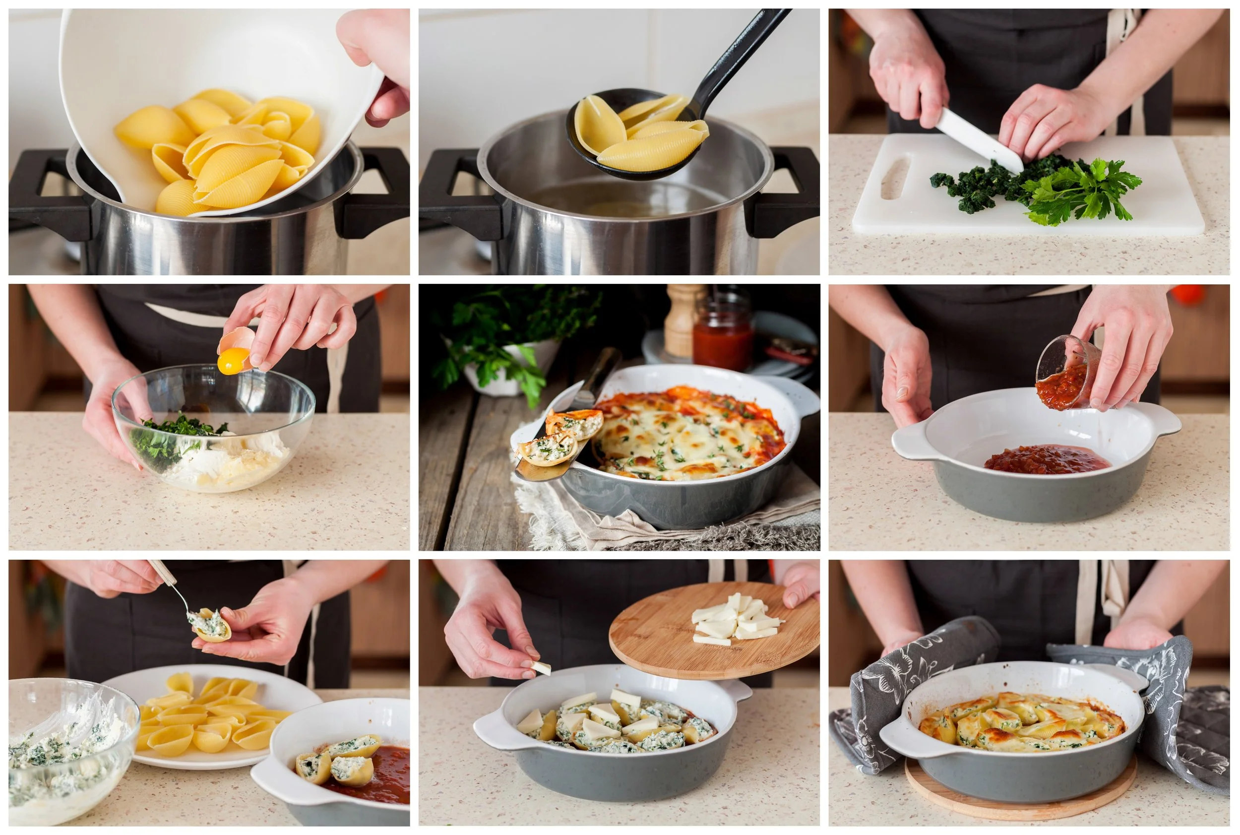 Baked Conchiglioni Pasta Shells with Spinach and Ricotta