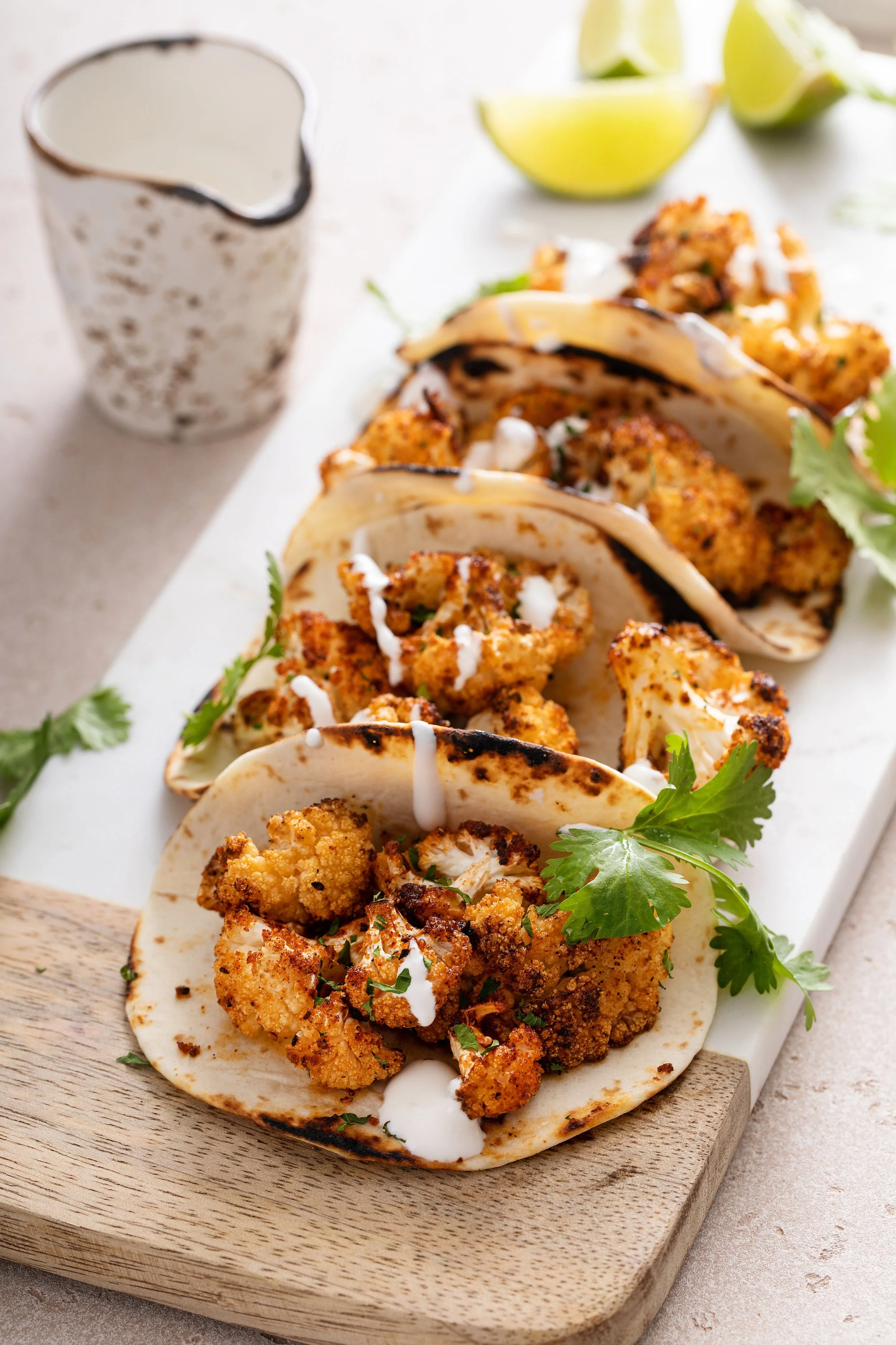 Cauliflower &amp; Lentil Tacos with Cabbage Slaw &amp; Cashew Queso