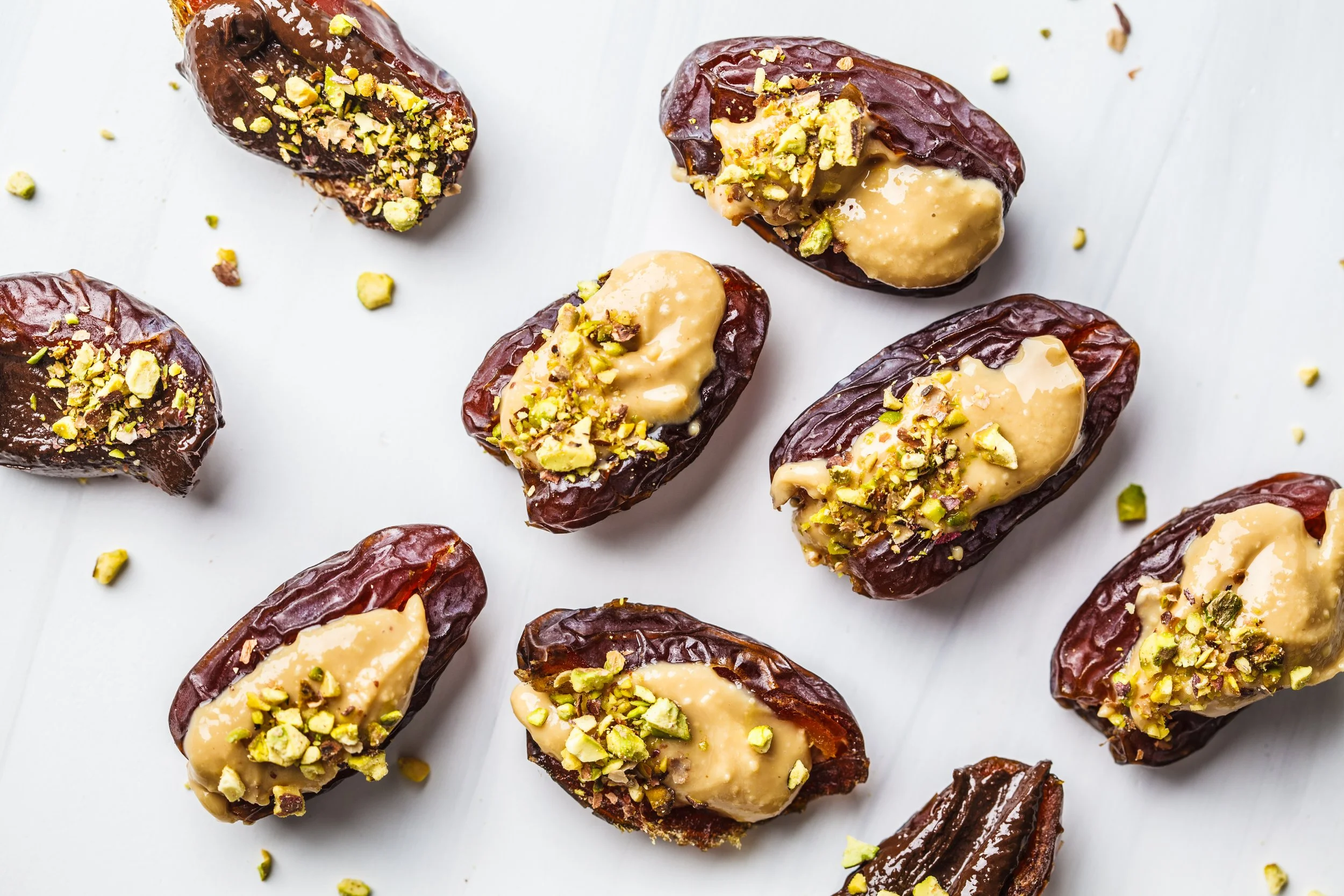 Peanut Butter Pistachio Stuffed Dates (A 3-Ingredient Gut-Loving Snack)