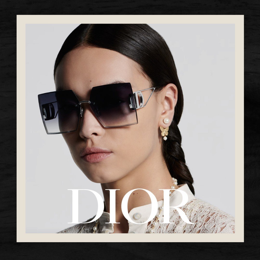 These DIOR sunglasses enhance the House's already iconic line. The couture-spirit style is characterized by its sophisticated rimless square design. The silver-finish metal temples are adorned with a functional CD signature, inspired by the hallmark 