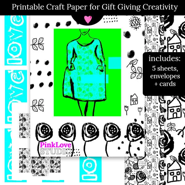 The Blue Dress :: instant printable craft paper kit
