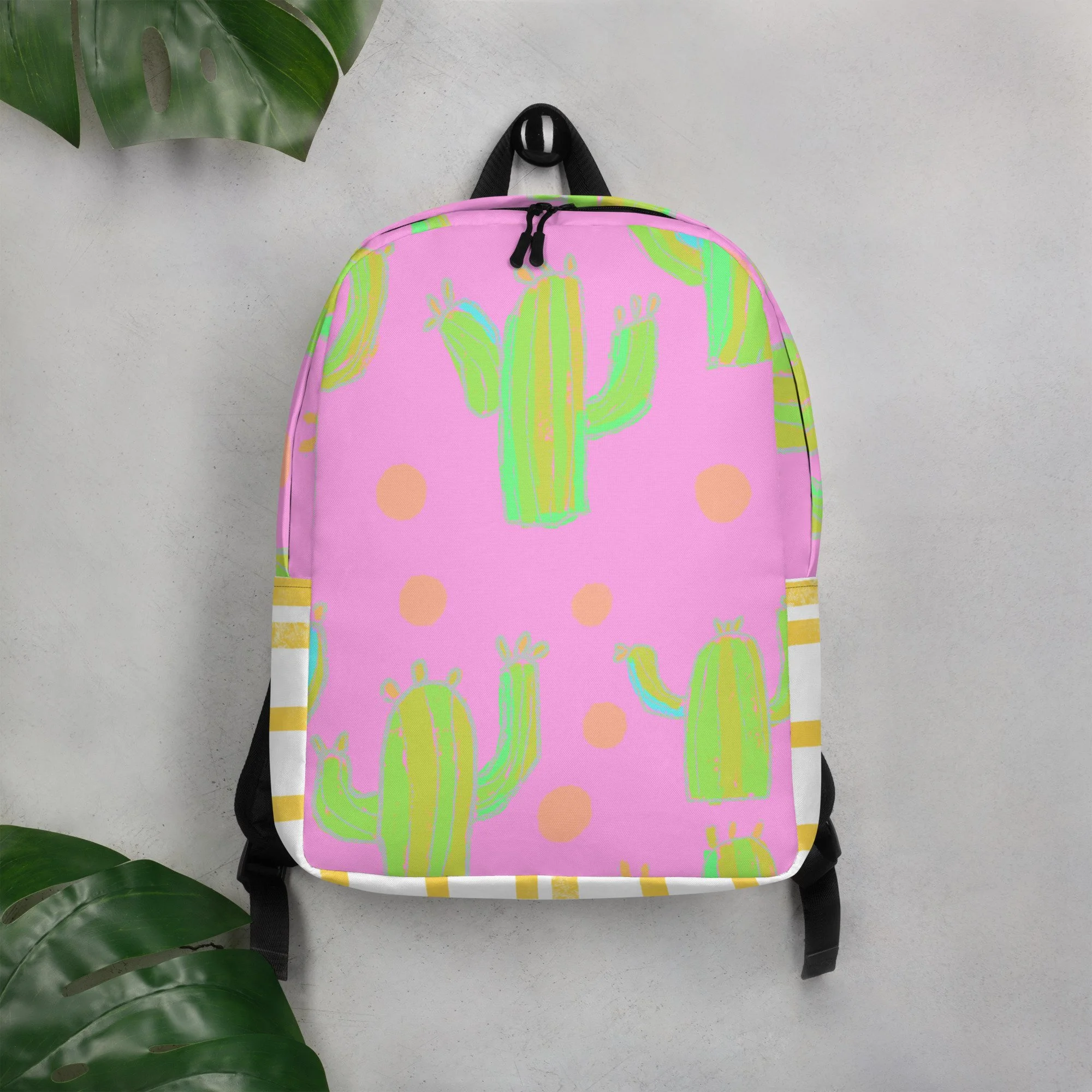 Desert Dreams Pink Cactus Yellow Stripe Backpack — Pink Love  display picture 3