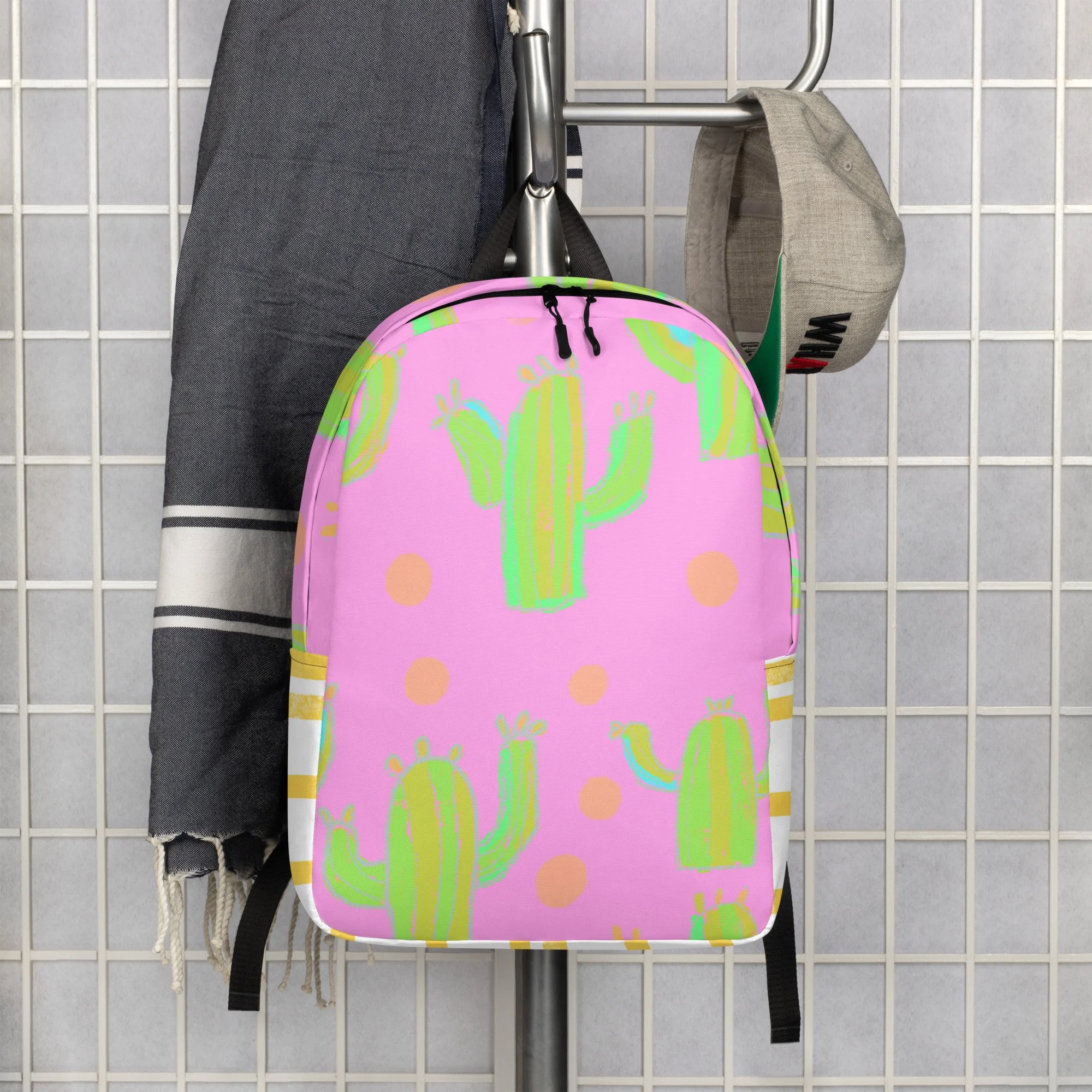 Desert Dreams Pink Cactus Yellow Stripe Backpack — Pink Love  display picture 1