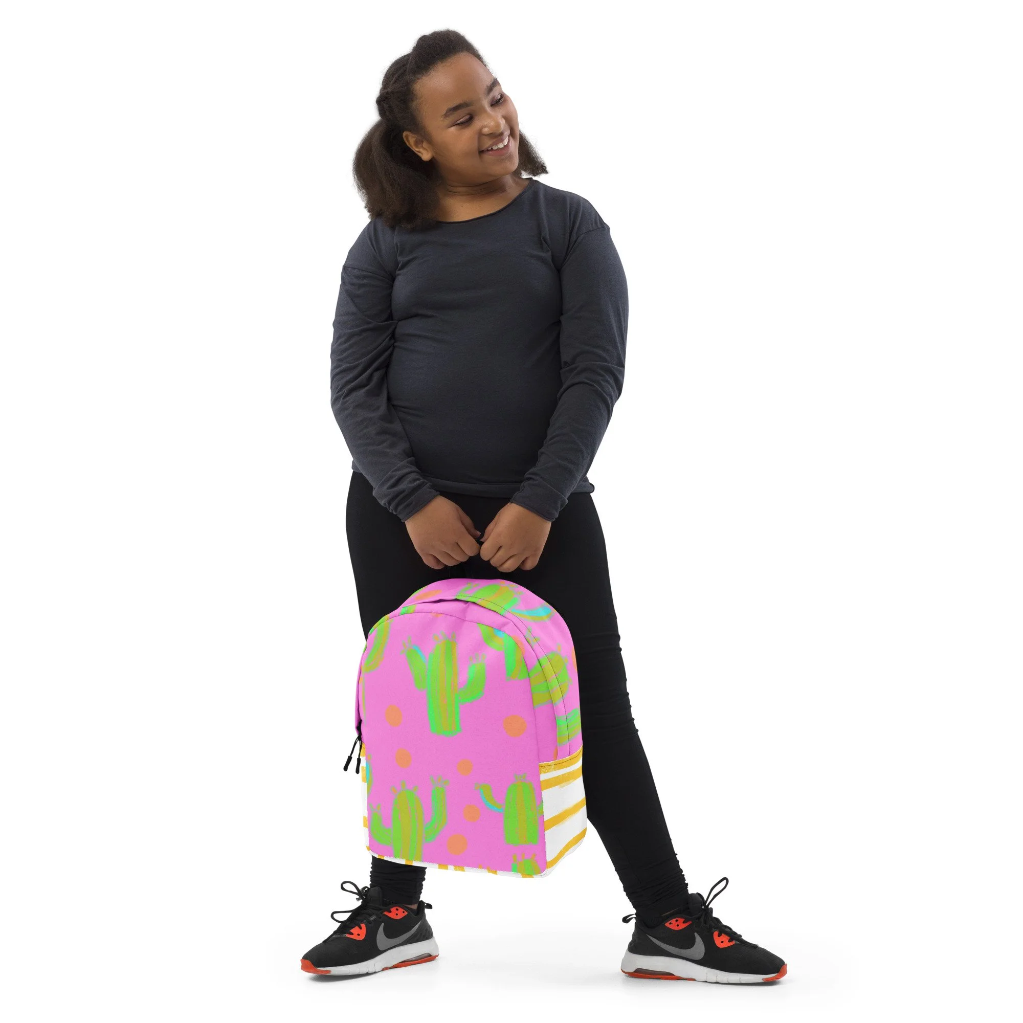 Desert Dreams Pink Cactus Yellow Stripe Backpack — Pink Love 