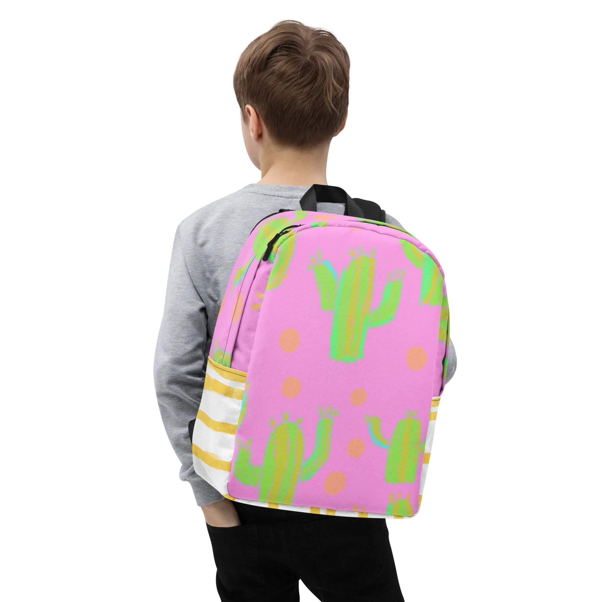 Pink cactus bag for school!?? Desert Dreams Pink Cactus Yellow Stripe Backpack — Pink Love  main image 3