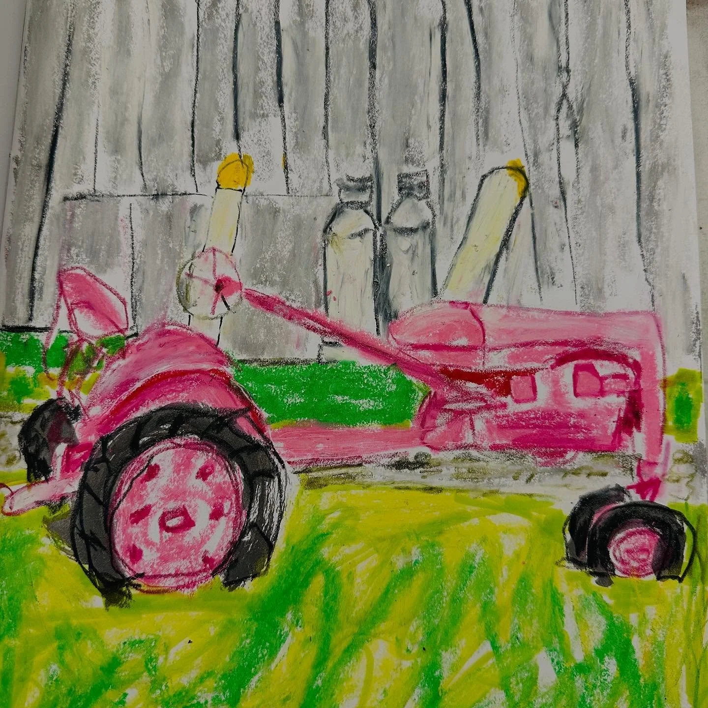 a passing roadside attraction #mixedmediamemoir #everydaycreativity #anewseason #pinklovestyle #tractorlove