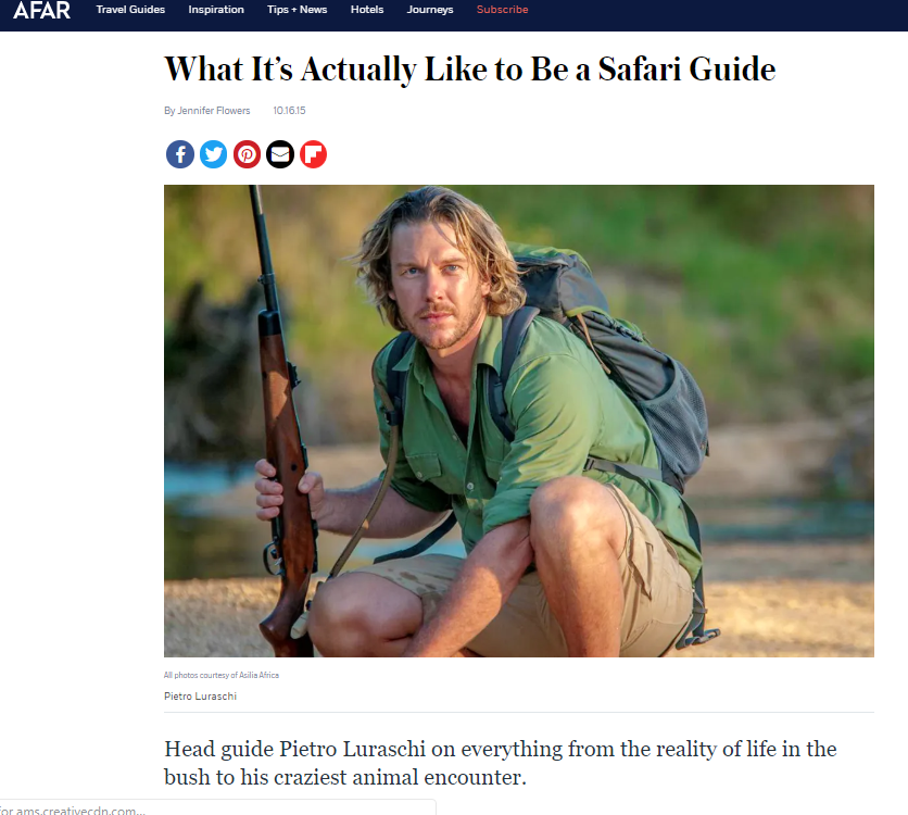 What It’s Actually Like to Be a Safari Guide - Jenn Flowers  - AFAR  - 10.16.2015