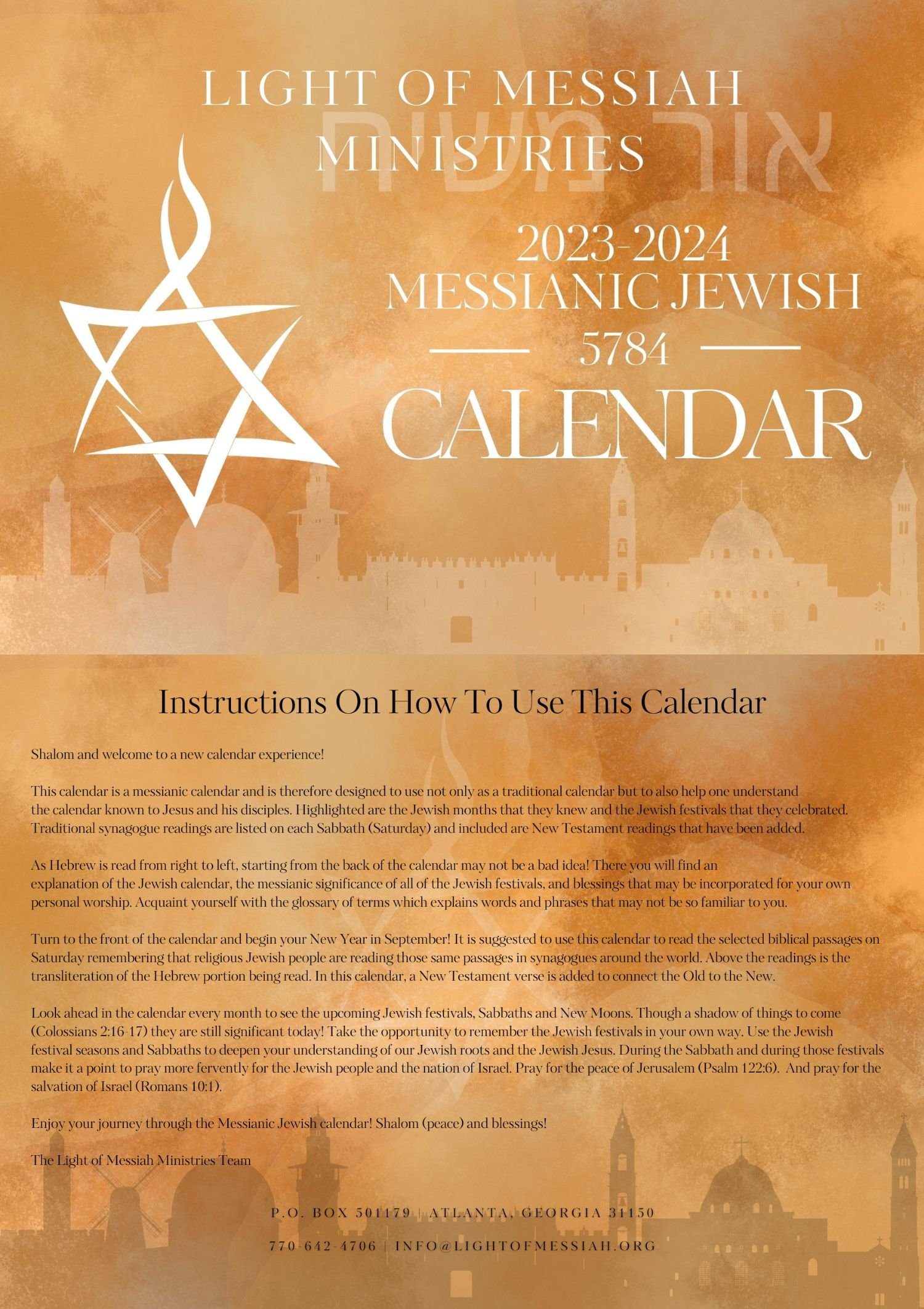 20232024 Messianic Calendar — Light of Messiah Ministries