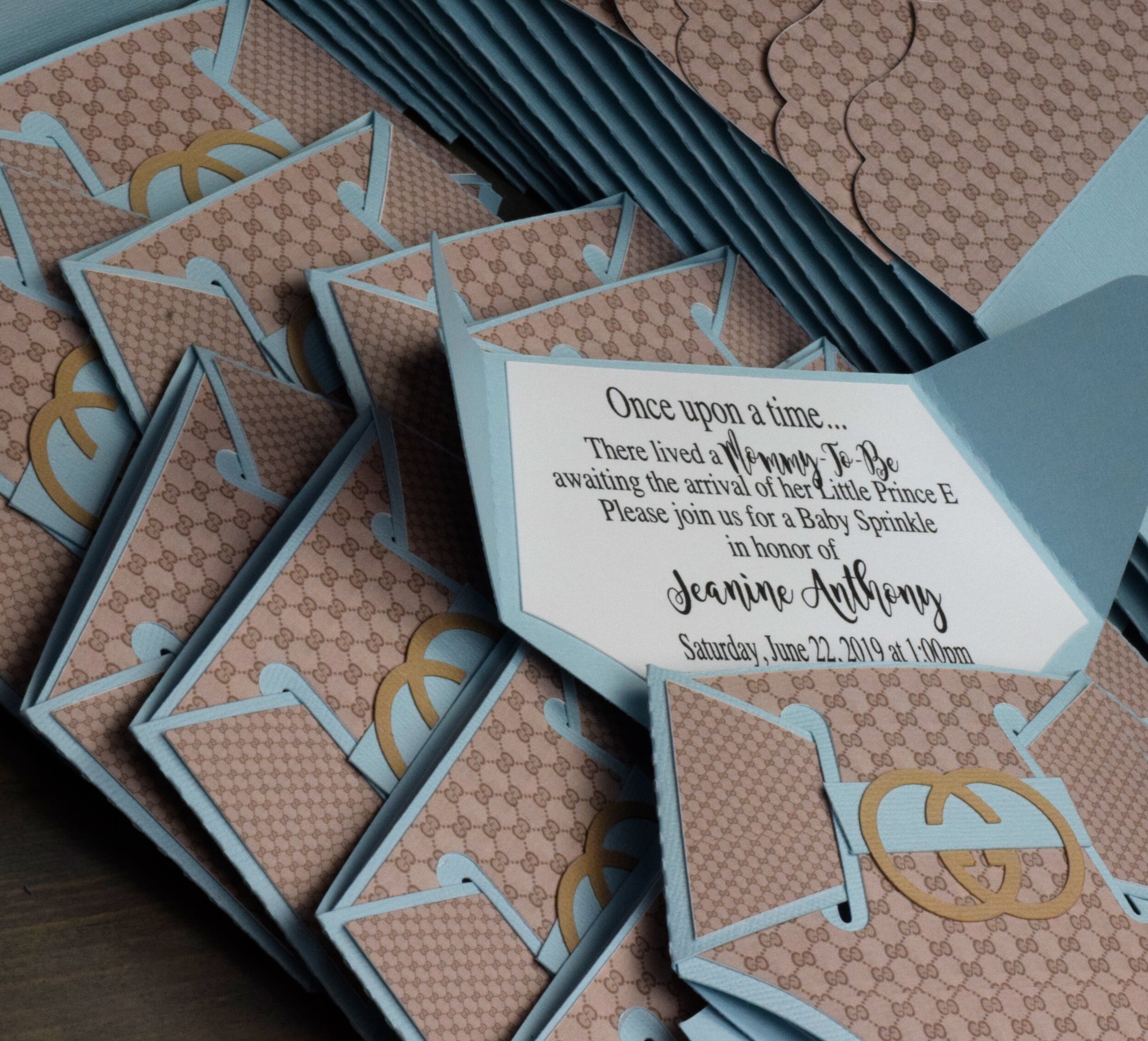 Gucci Diaper Inspired invites — Luxury Party Items