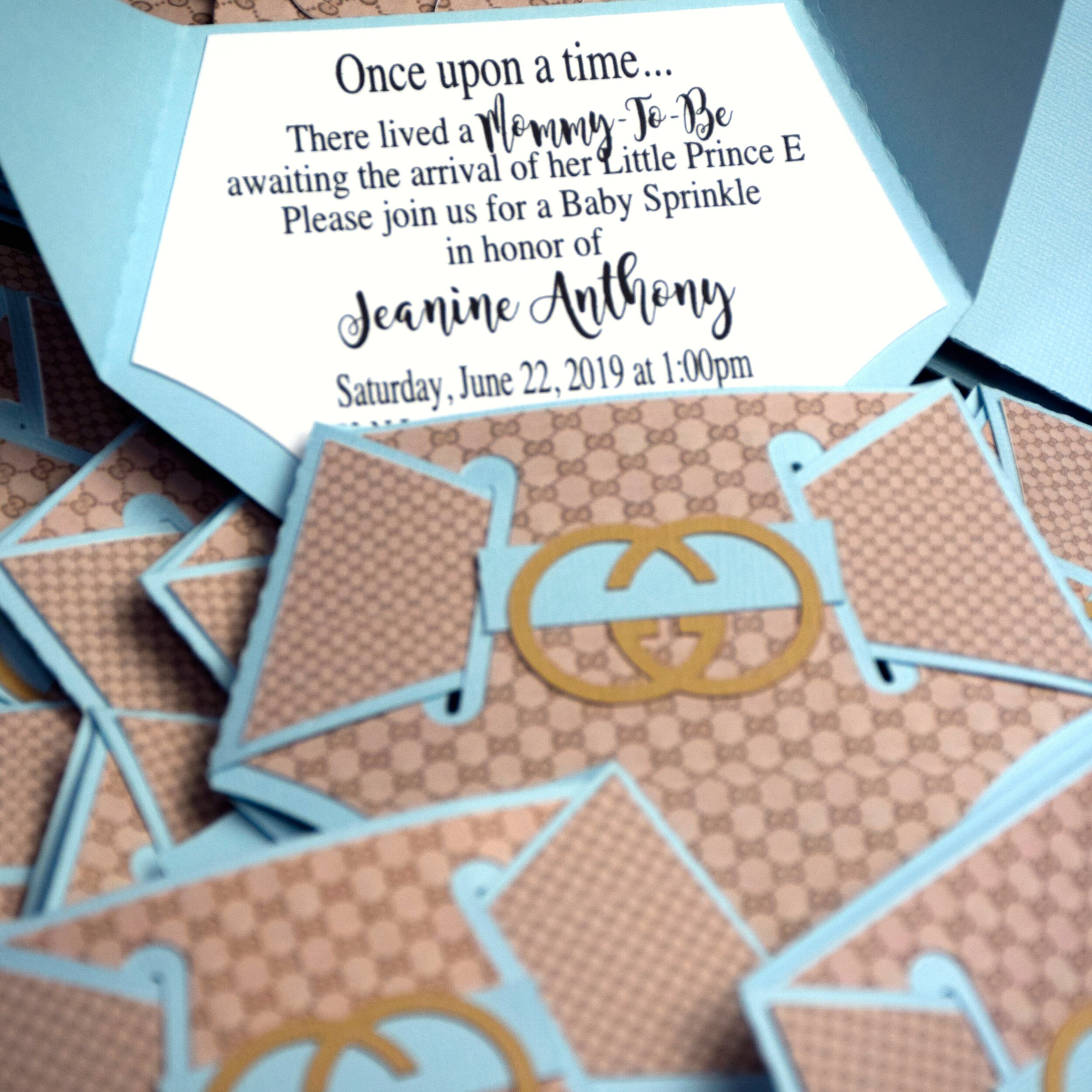 Gucci Diaper Inspired invites — Luxury Party Items