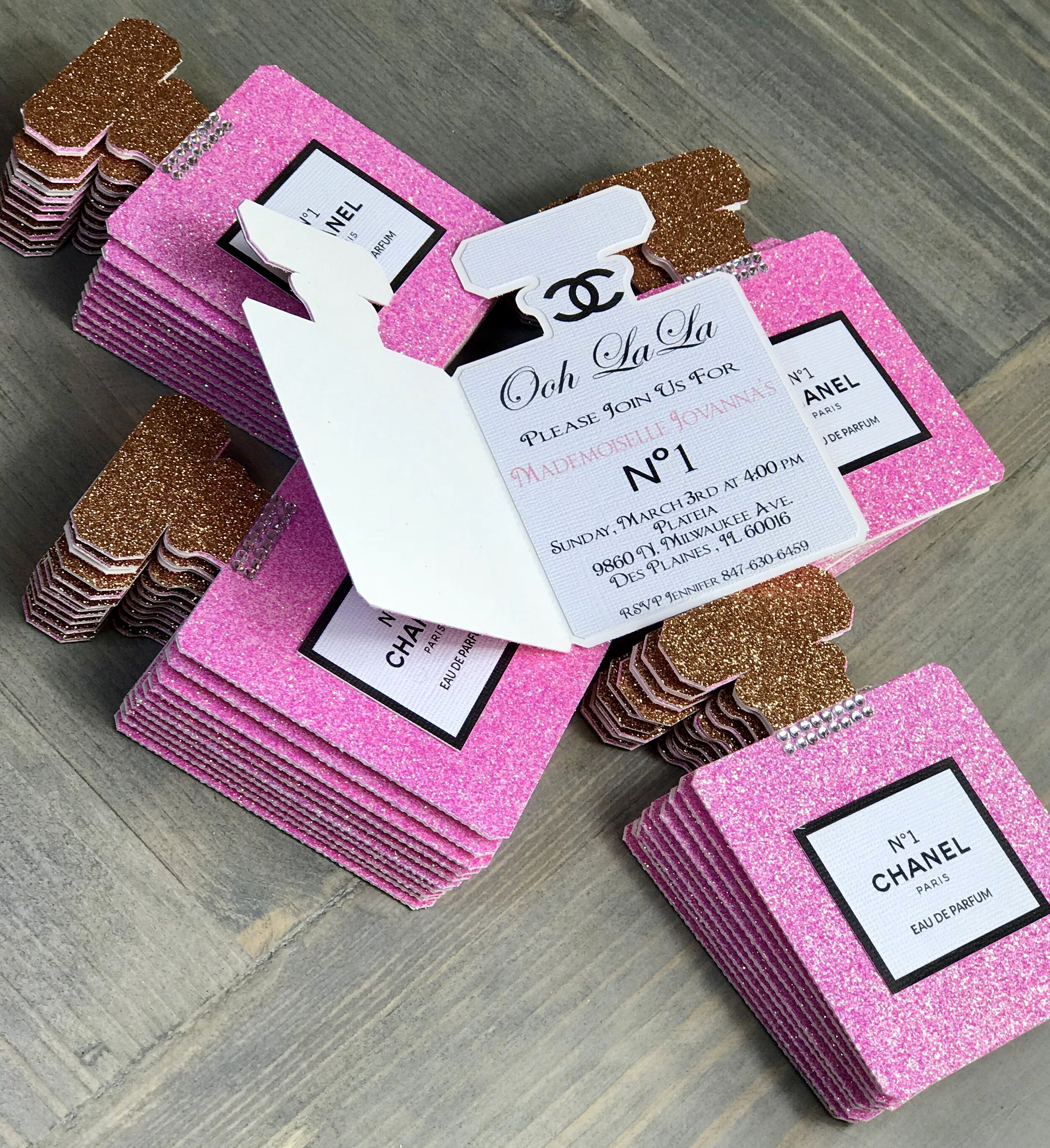 Chanel Perfume Shaped Invitations — Luxury Party Items