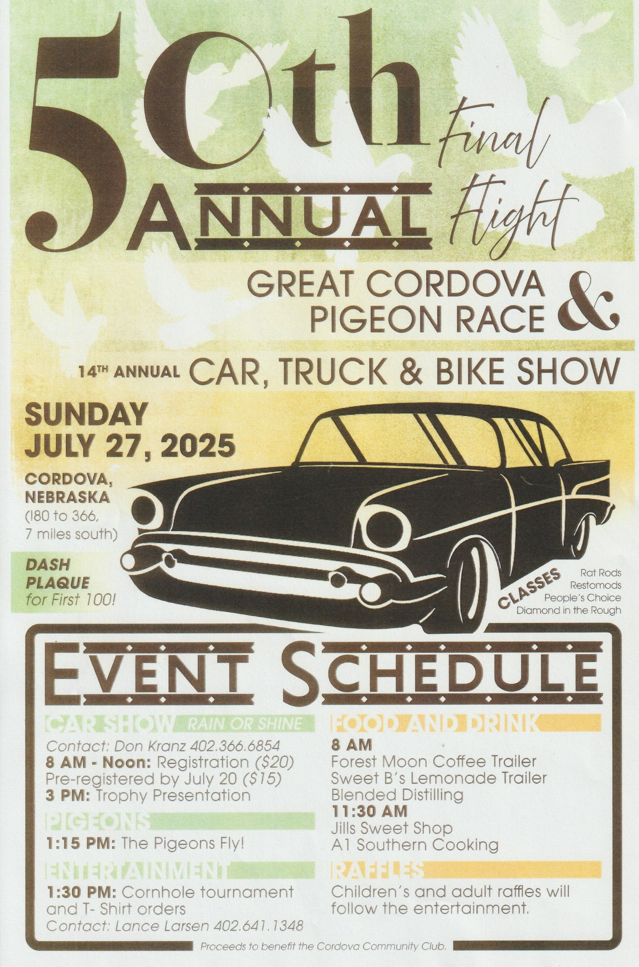 Great Cordova Pigeon Race & Car Show