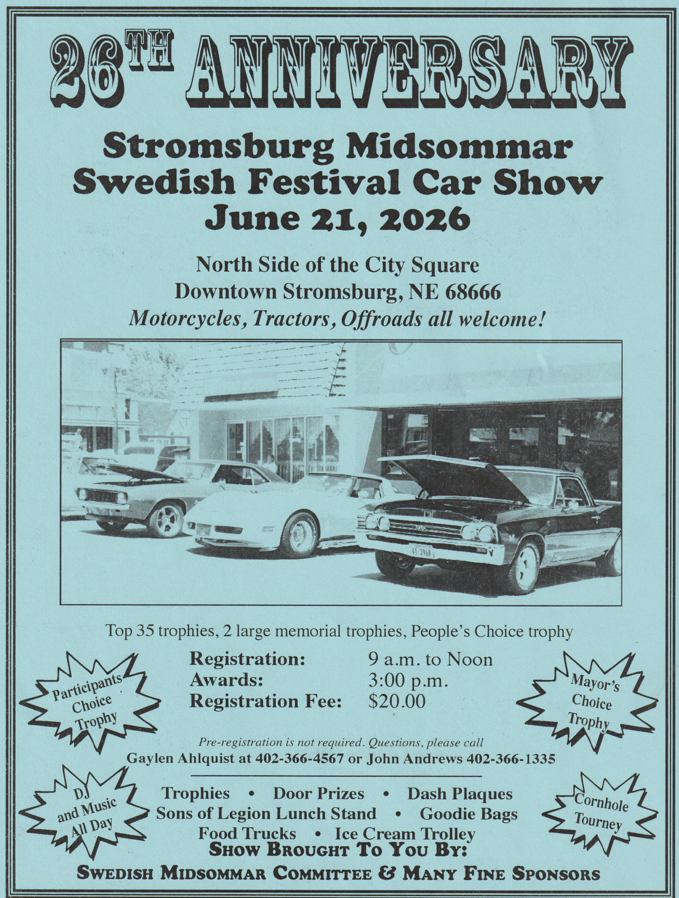 Stromsburg Midsommar Swedish Festival Car Show